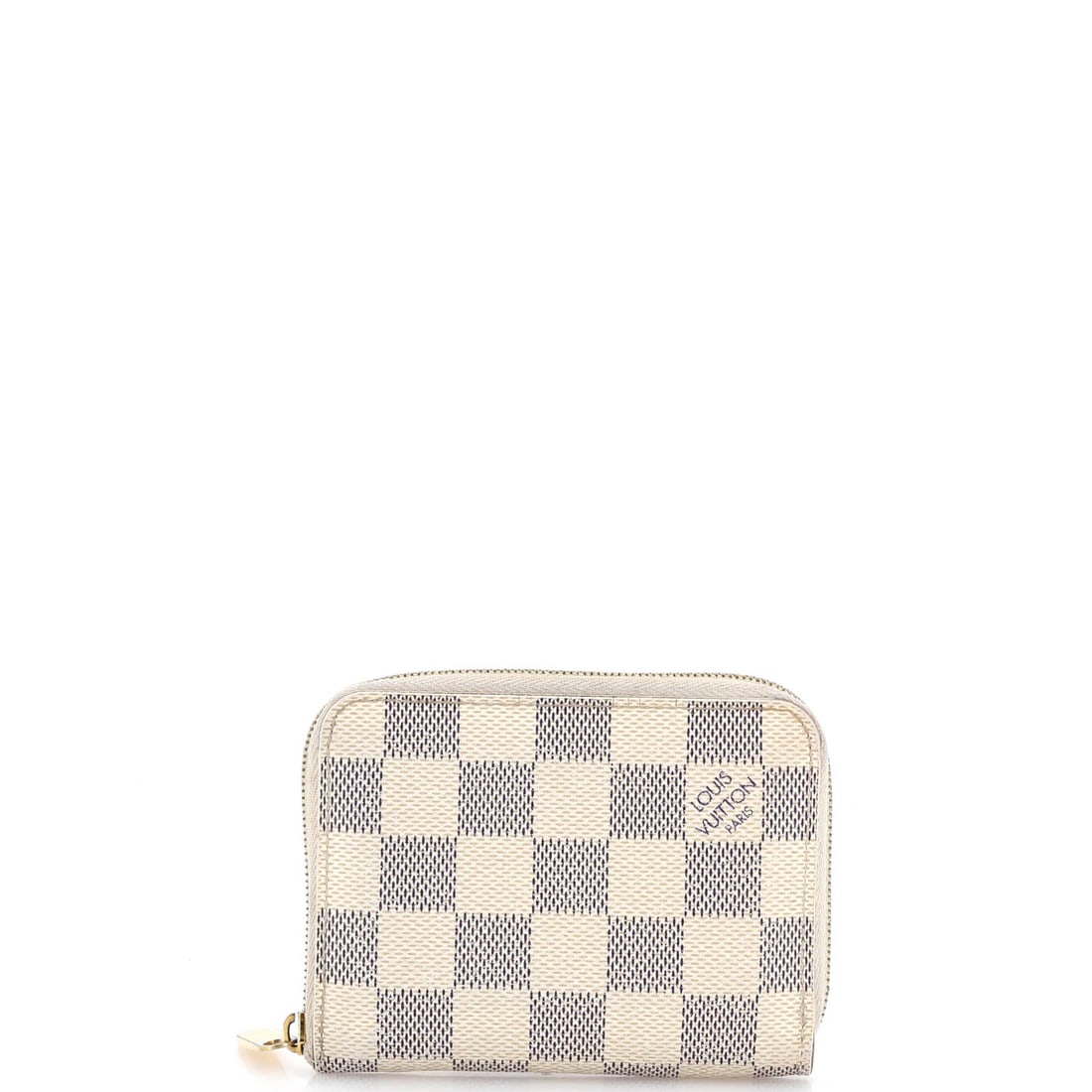 Damier coin purse by Louis Vuitton zippy: Damier coin purse by Louis Vuitton zippy White Damier coin purse by Louis Vuitton features a canvas coated exterior with neutral leather interior and gold hardware. The zippy closure adds a