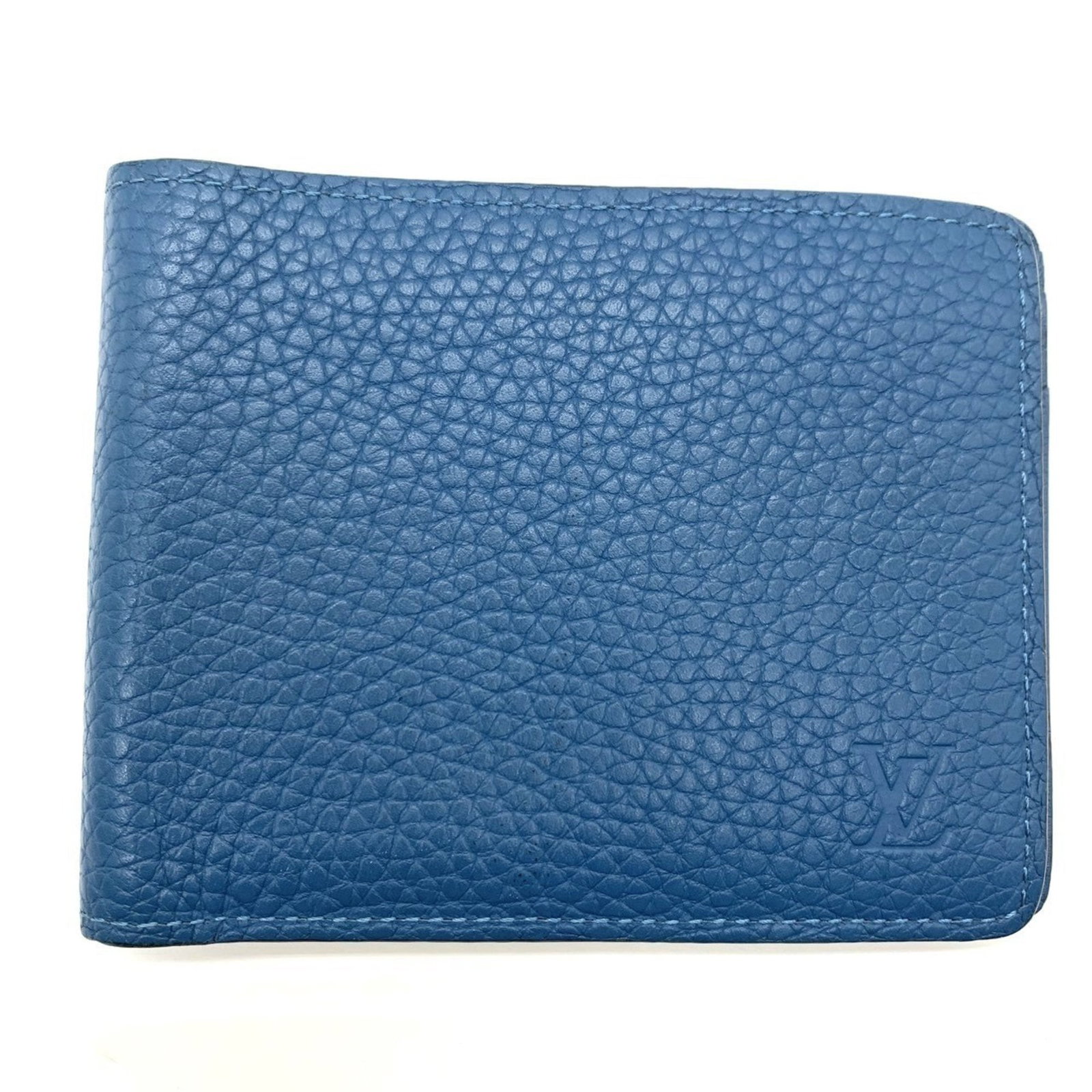 Louis Vuitton Wallet (Bi-Fold) Leather: Louis Vuitton Wallet (Bi-Fold) Leather Taurillon leather wallet from Louis Vuitton, featuring a classic bi-fold design in blue. Made from high-quality Taurillon leather, this wallet measures 9cm x 11.