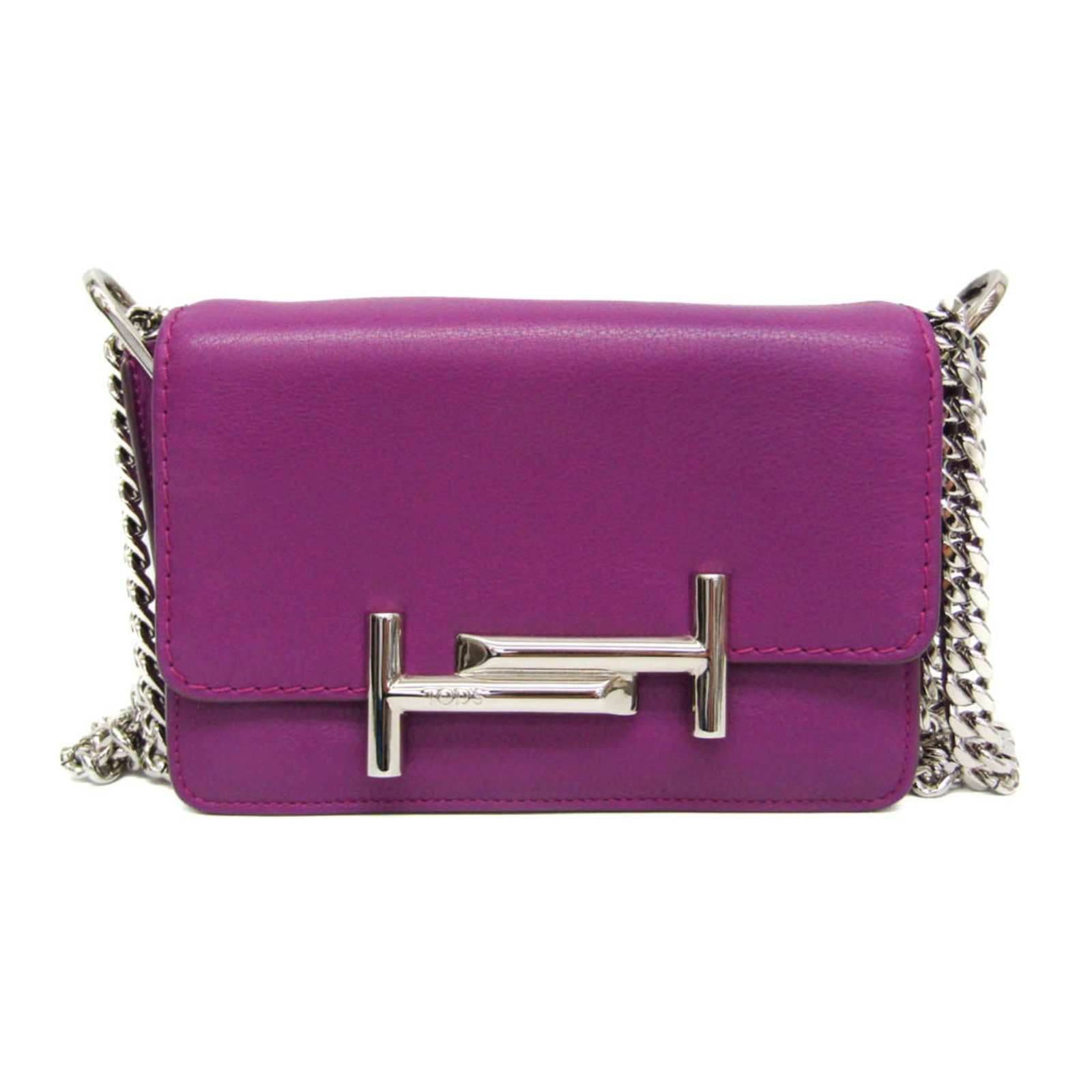 Shoulder bag leather Tod: Shoulder bag leather Tod Purple leather shoulder bag from Tod's, featuring a magnetic snap closure and two pockets for organization. The bag measures 12.5cm x 18.5cm x 5cm and has adjustable strap