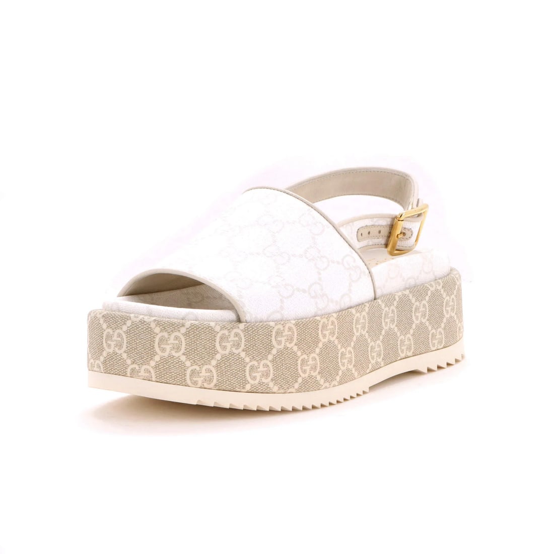 Women's Angelina Platform Slingback Sandals Gucci Coated Canvas GG (1 of 5)