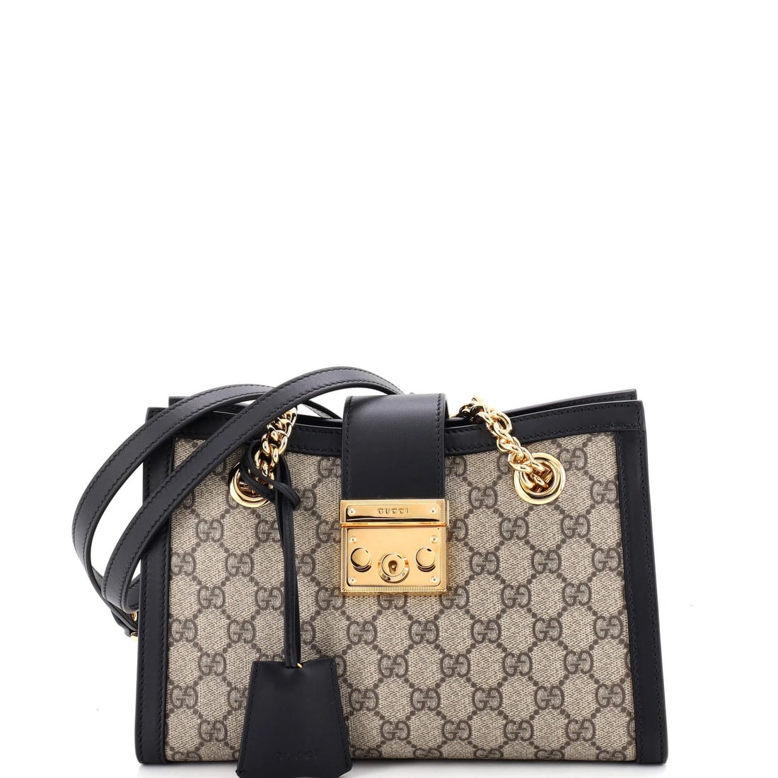 Gucci GG Coated Canvas Tote Leather Small Padlock Chain (1 of 6)