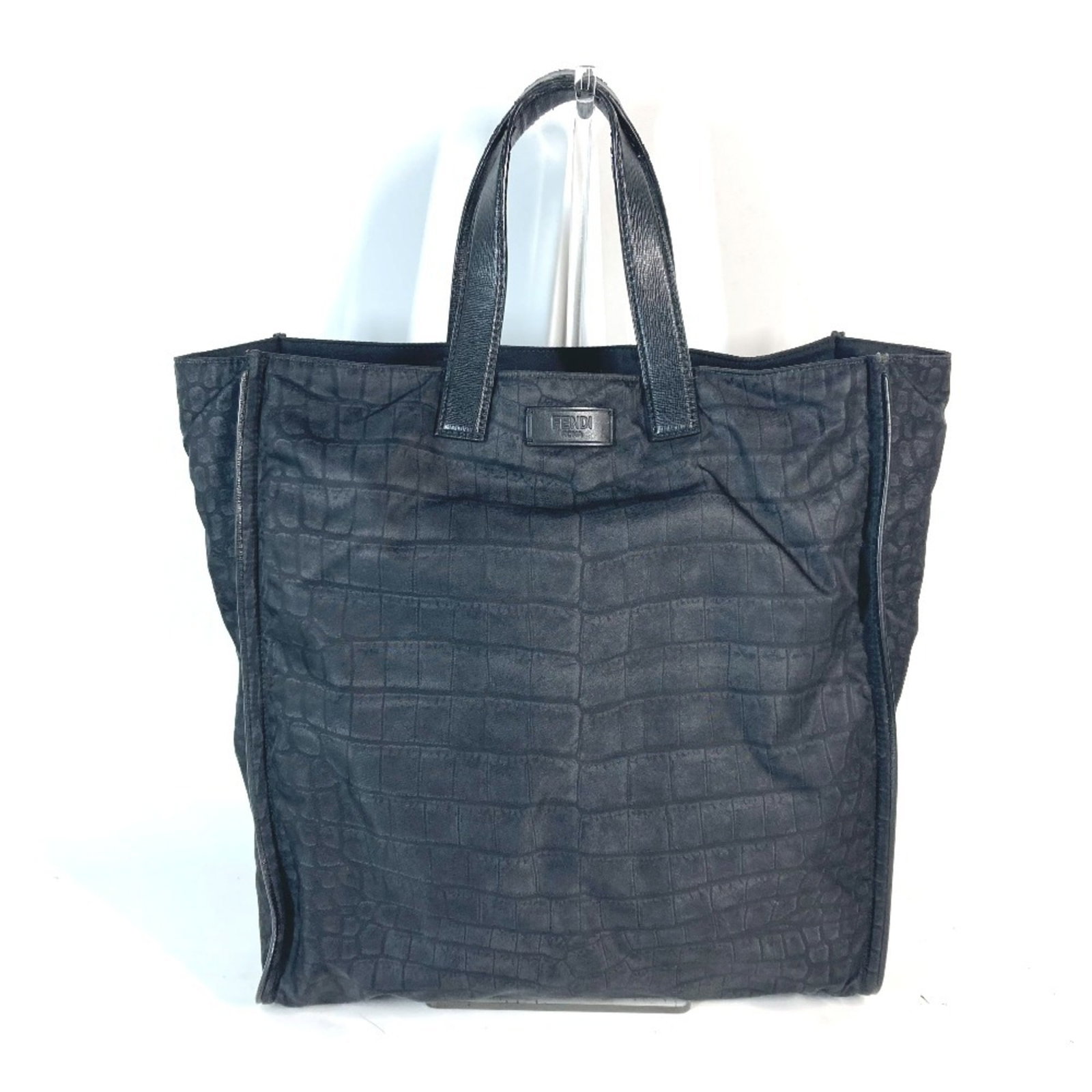 Shoulder Bag Nylon Leather Tote Fendi: Shoulder Bag Nylon Leather Tote Fendi Nylon and leather combine in sleek, modern design. The Fendi shoulder bag tote stands 36cm tall with a black color that adds versatility to its overall look. Its