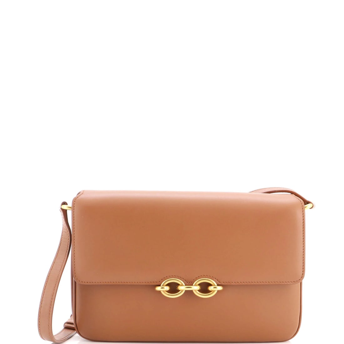 Saint Laurent Le Maillon Shoulder Bag Leather Medium: Saint Laurent Le Maillon Shoulder Bag Leather Medium The Saint Laurent Le Maillon Shoulder Bag Leather Medium boasts rich, brown leather exterior with minor creases and scuffs. Measuring 6.5" tall, 10