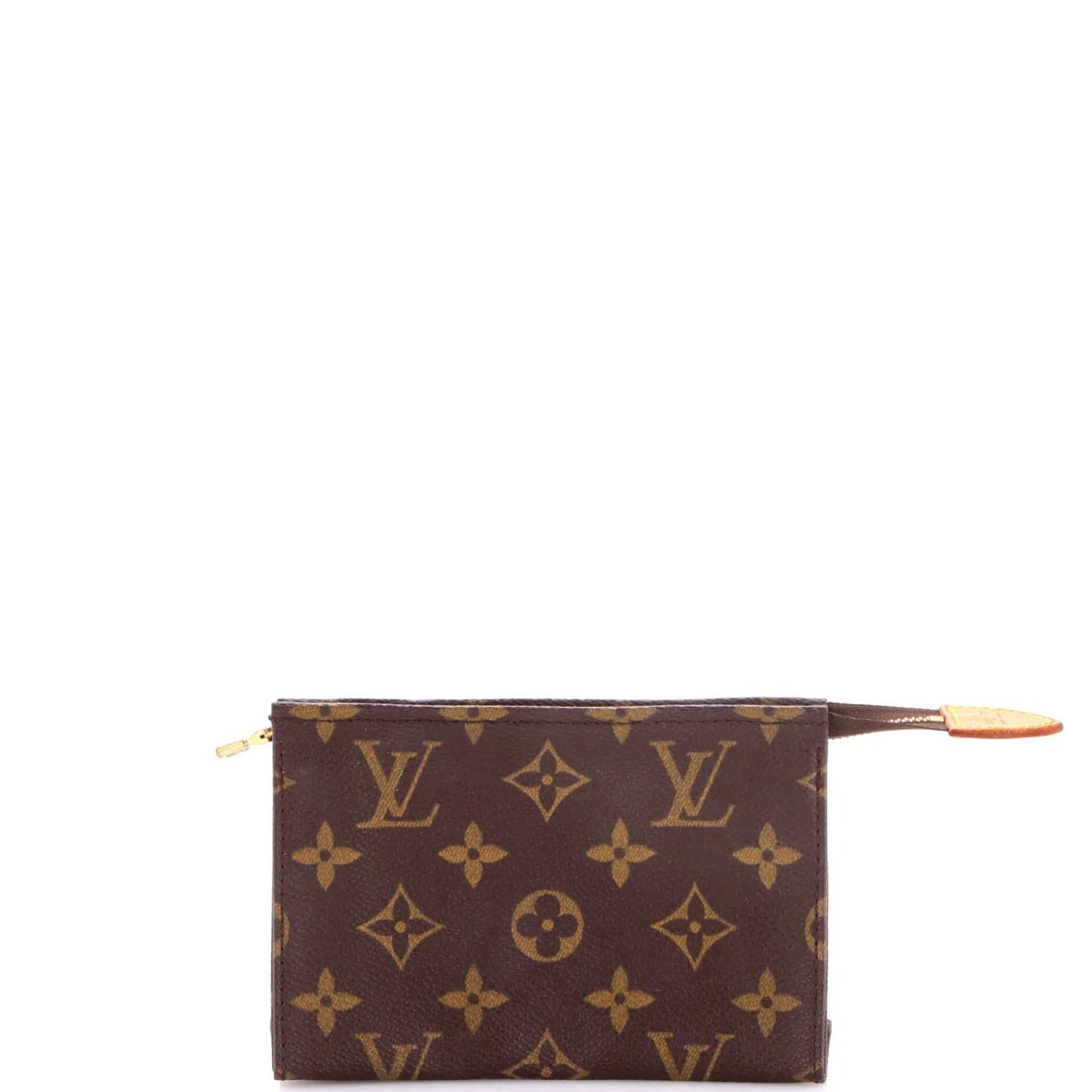Louis Vuitton Toiletry Pouch Monogram Canvas 15: Louis Vuitton Toiletry Pouch Monogram Canvas 15 Brown Louis Vuitton Toilety Pouch Monogram Canvas 15 measures 4" x 6" x 1.5". The exterior is made of canvas coated with a monogram pattern, while the i