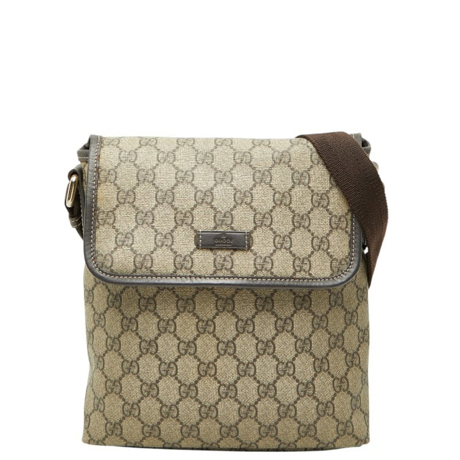 PVC leather gucci shoulder bag: PVC leather gucci shoulder bag PVC leather Gucci shoulder bag in beige and brown, measuring 25cm x 22cm x 4cm. This stylish bag features a unique blend of PVC and leather materials, making it a
