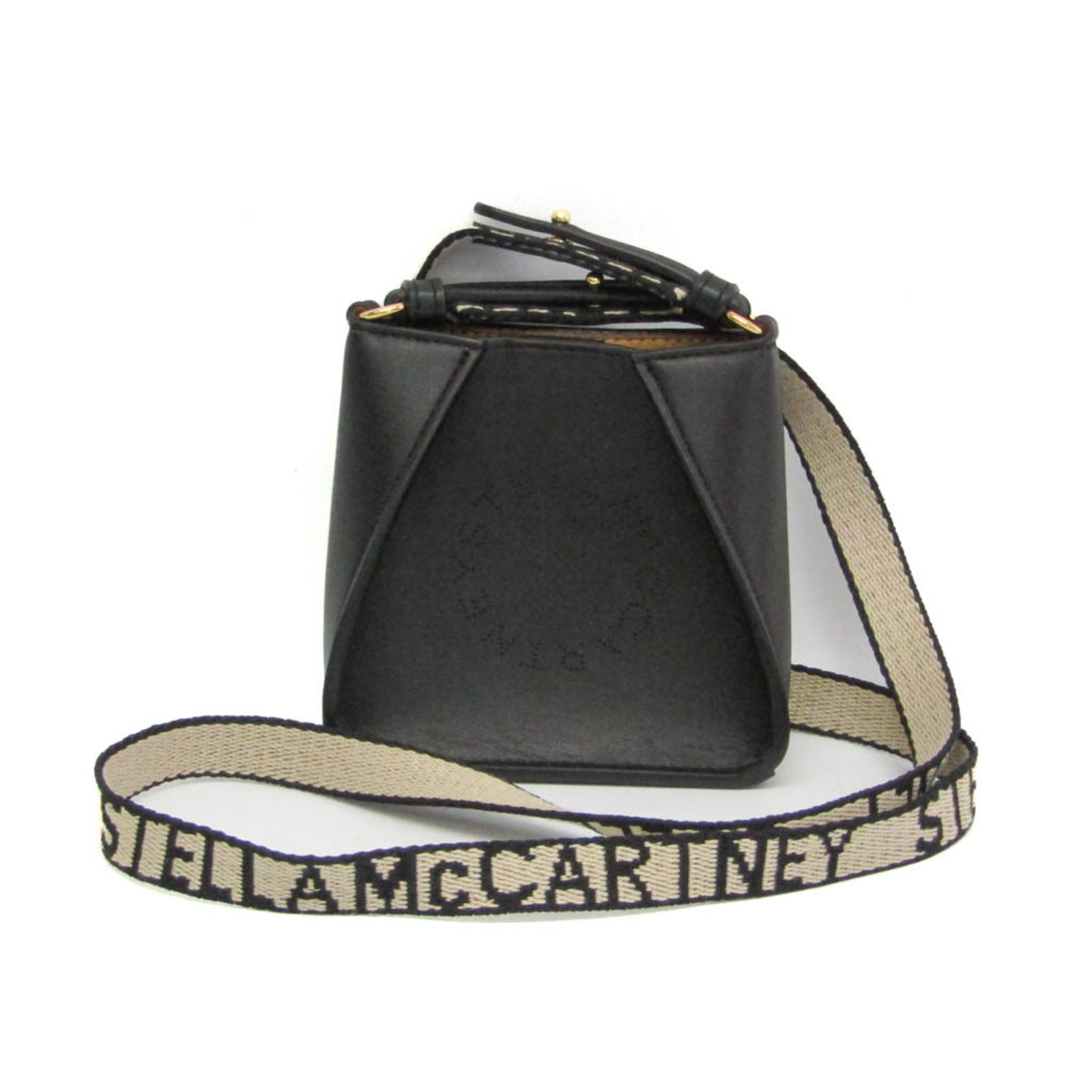Stella Mccartney Shoulder Bag Polyester Elastane: Stella Mccartney Shoulder Bag Polyester Elastane Black Stella McCartney Mini Shoulder Bag with Logo, made from Polyester and Elastane, measures 10cm x 11cm x 3cm. This stylish bag weighs 230g and