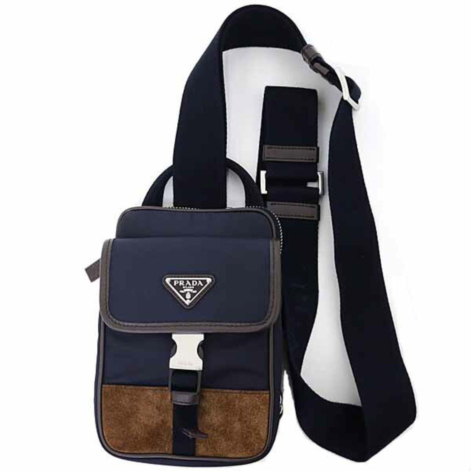 Nylon Prada Sleeve Pouch: Nylon Prada Sleeve Pouch Caffe, Dark brown, and Navy nylon pouches are crafted from high-quality materials. The Prada Country of Origin ensures attention to detail in every stitch. A sturdy box is
