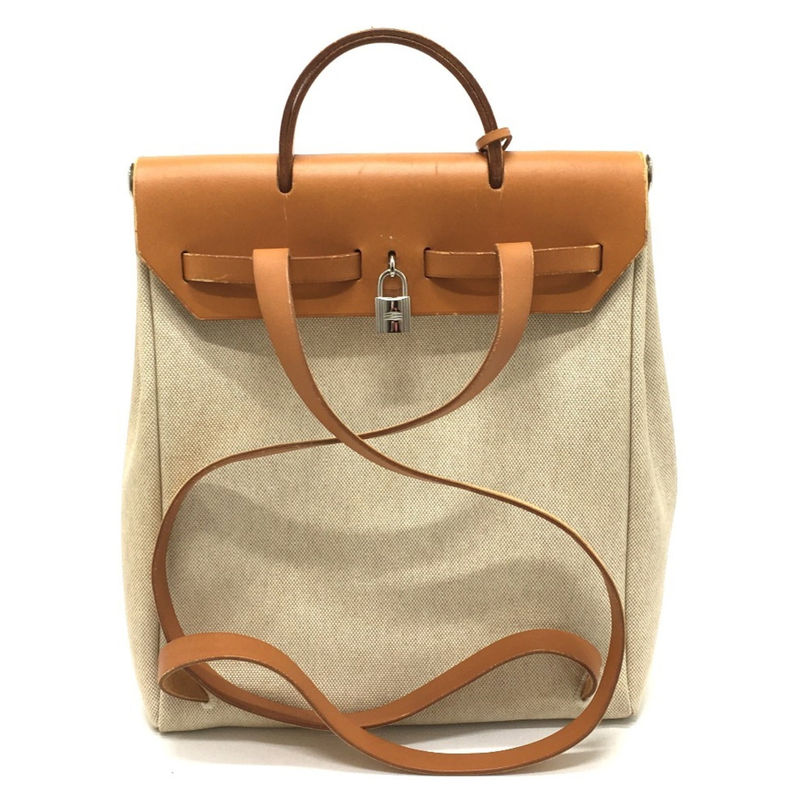 Canvas leather backpack by Hermes - 3