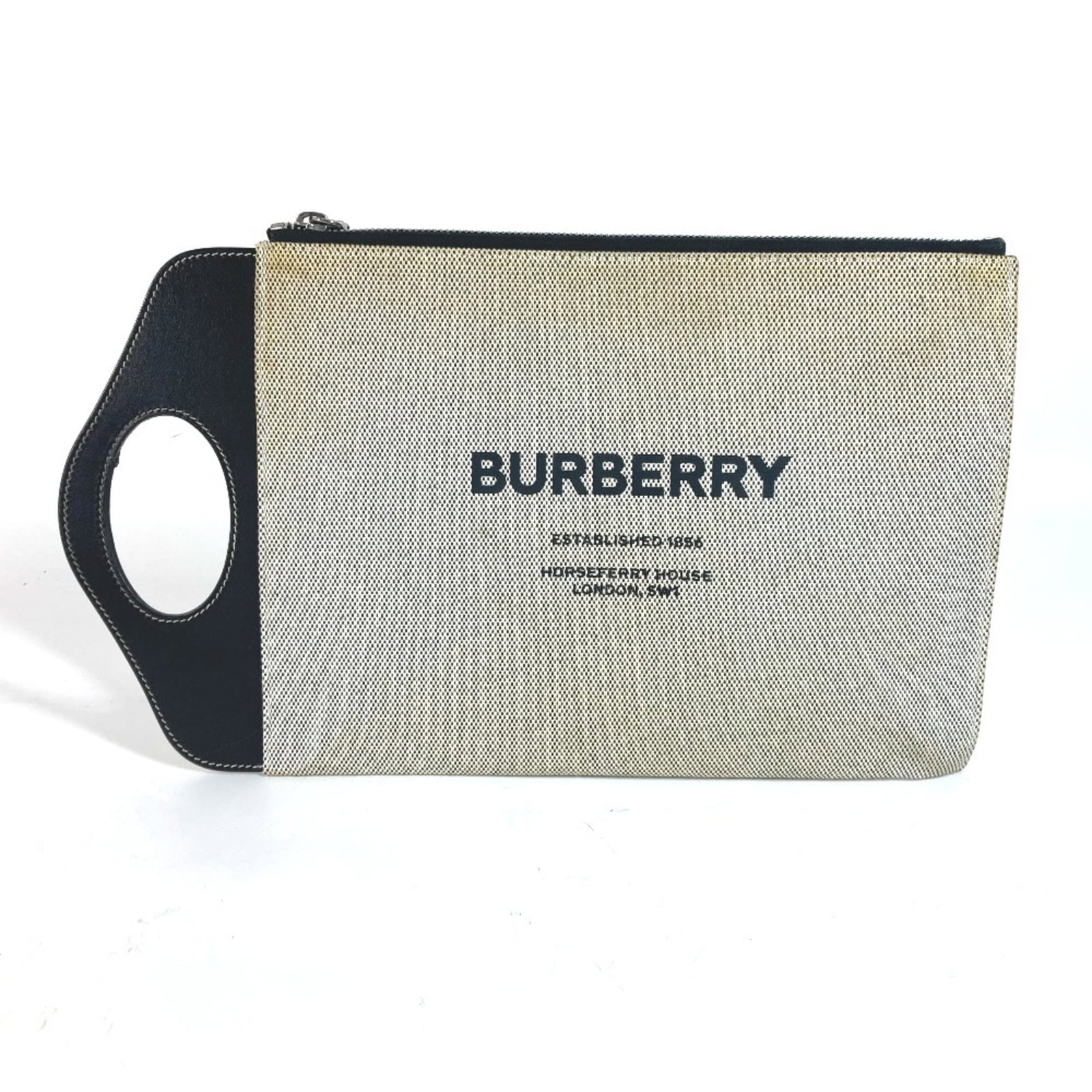 Canvas Leather Handbag Burberry Clutch (1 of 13)