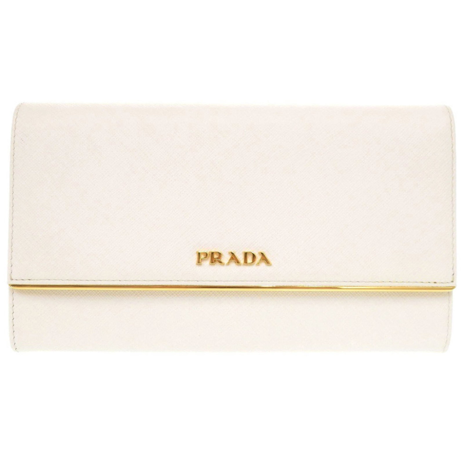 Prada Long Wallet (Bi-Fold) Leather: Prada Long Wallet (Bi-Fold) Leather Prada Long Wallet (Bi-Fold) Leather - A sleek and modern bi-fold wallet from the renowned Italian luxury brand, crafted from high-quality white leather. Measuring 1
