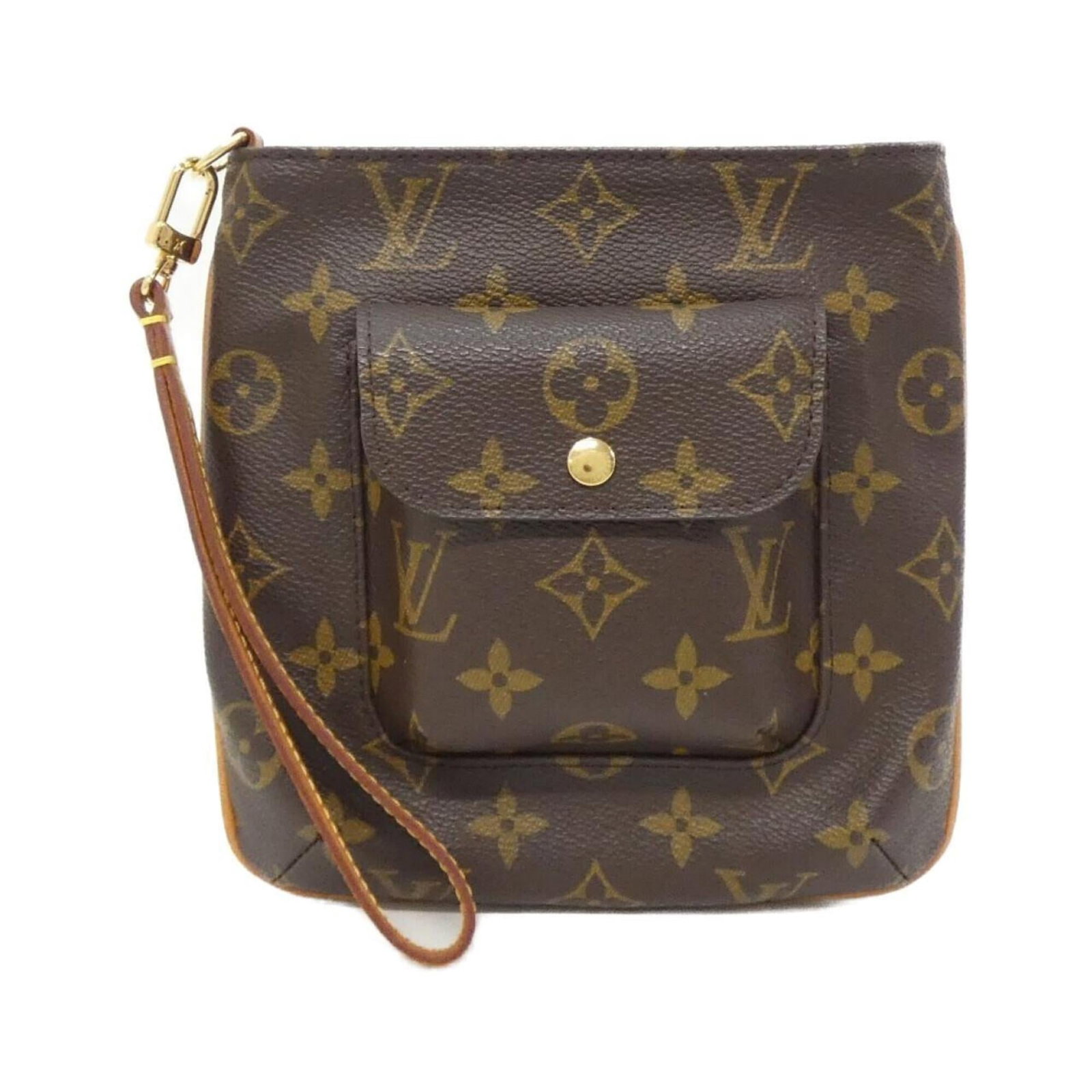 Canvas Coated Louis Vuitton Handbag: Canvas Coated Louis Vuitton Handbag Canvas Coated Louis Vuitton Handbag in Marron features a unique coated canvas material and bears a signature. This compact handbag measures 18cm x 17cm x 6cm,