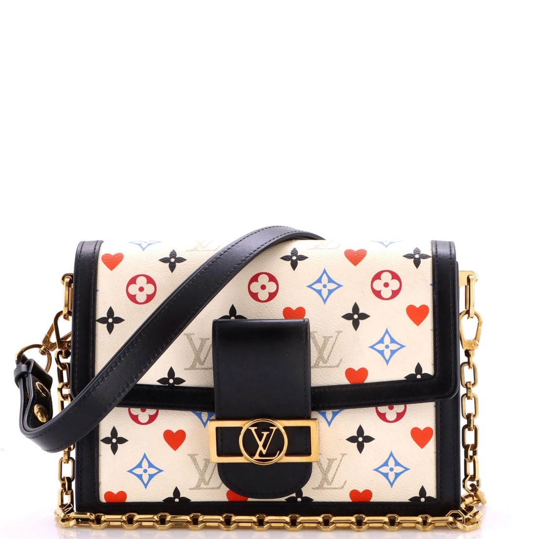 Game On Multicolor Monogram Louis Vuitton Dauphine Limited Edition Shoulder Bag: Game On Multicolor Monogram Louis Vuitton Dauphine Limited Edition Shoulder Bag Canvas Coated Louis Vuitton Dauphine Cross Body Bag with Multicolor Monogram Print, featuring an extra strap for added