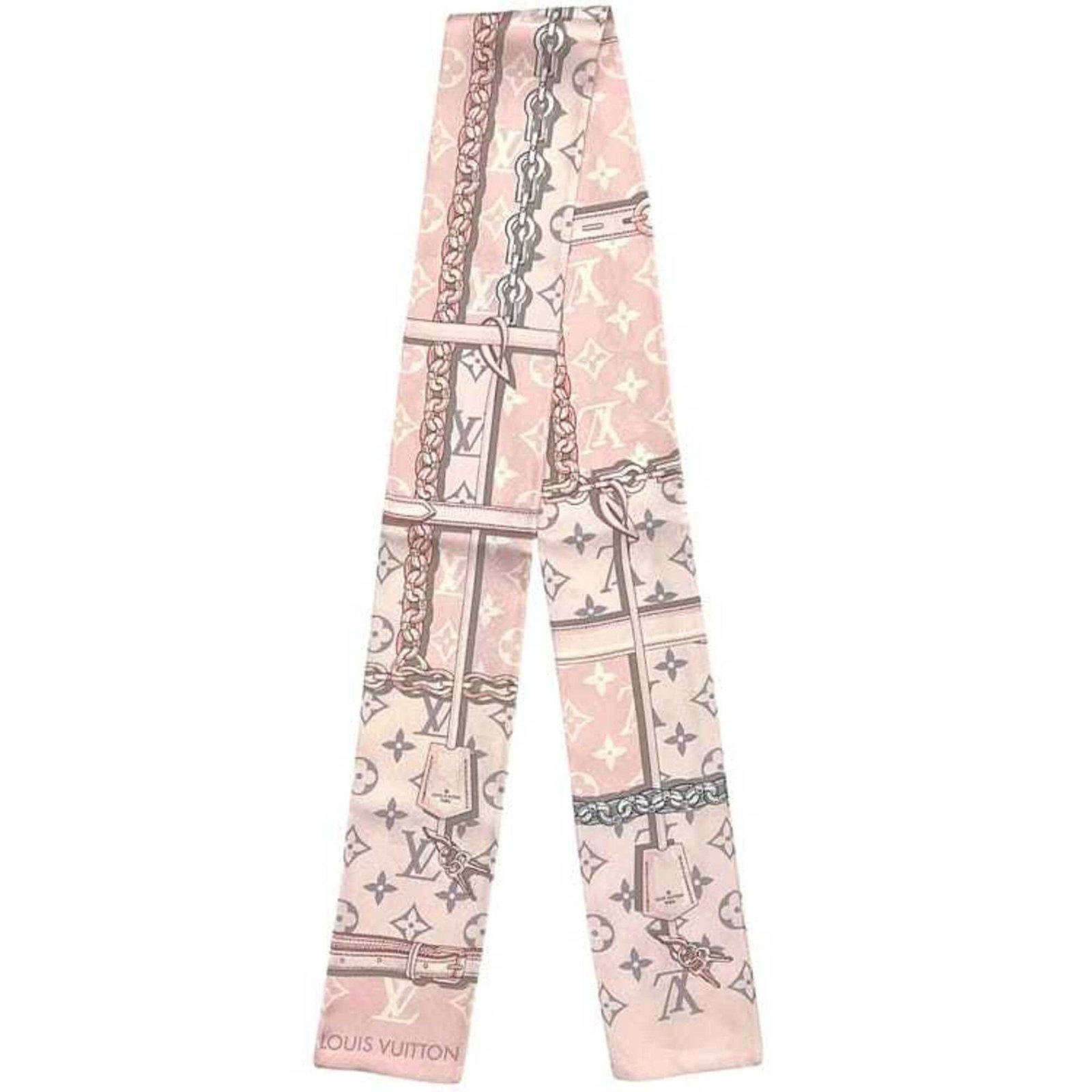 Silk scarf from Louis Vuitton: Silk scarf from Louis Vuitton Item Specifics: Brand: Louis Vuitton MPN: M70637 Type: Scarf Gender: Women Color: Light pink Material: Silk Size (LxW): 1.18m x 8.5cm / 46.45'' x 3.34'' Product