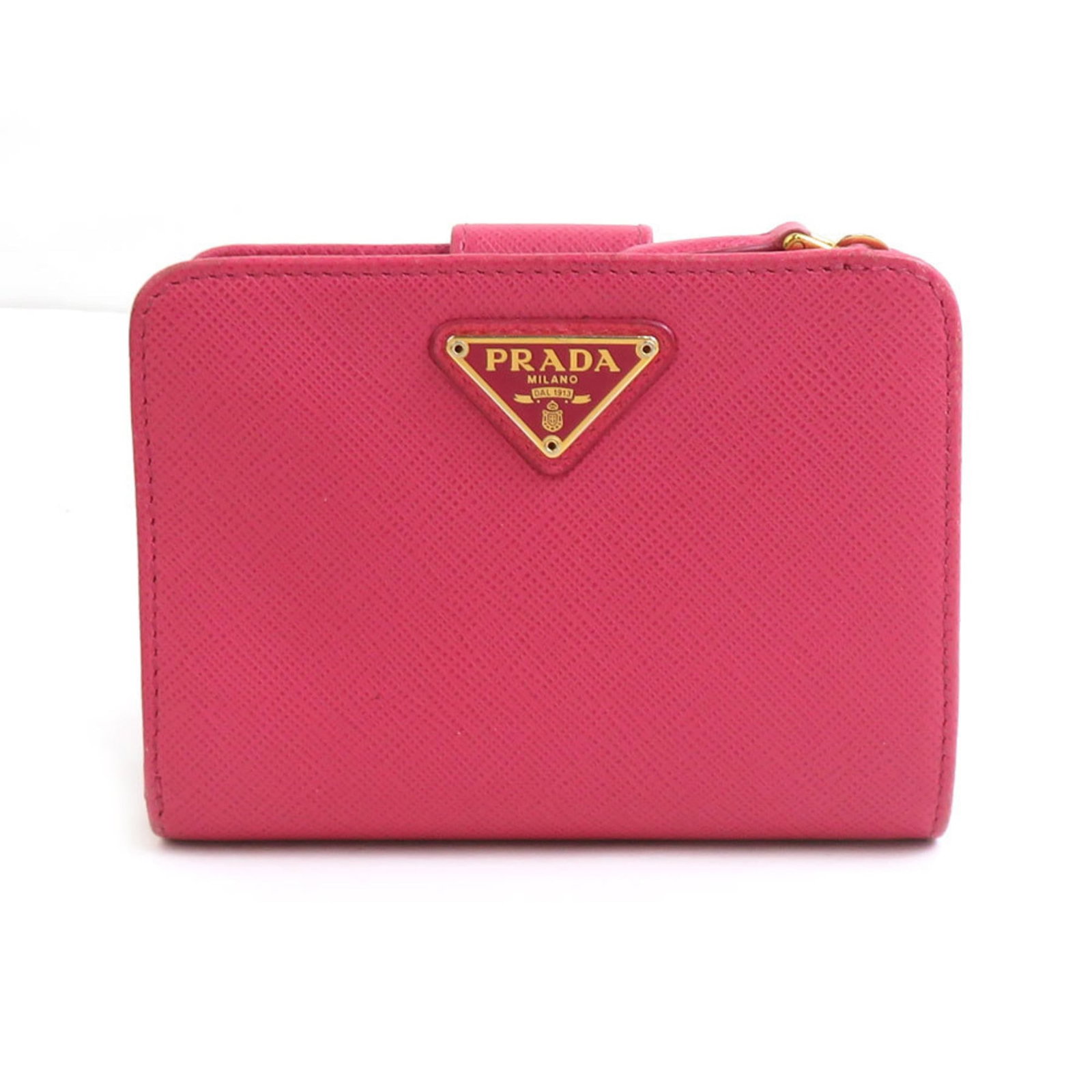 Prada Wallet (Bi-Fold) Leather: Prada Wallet (Bi-Fold) Leather Pink Prada bi-fold leather wallet, measuring 9cm x 12cm x 2.5cm, made from high-quality leather. This stylish wallet features a classic design with clean lines and