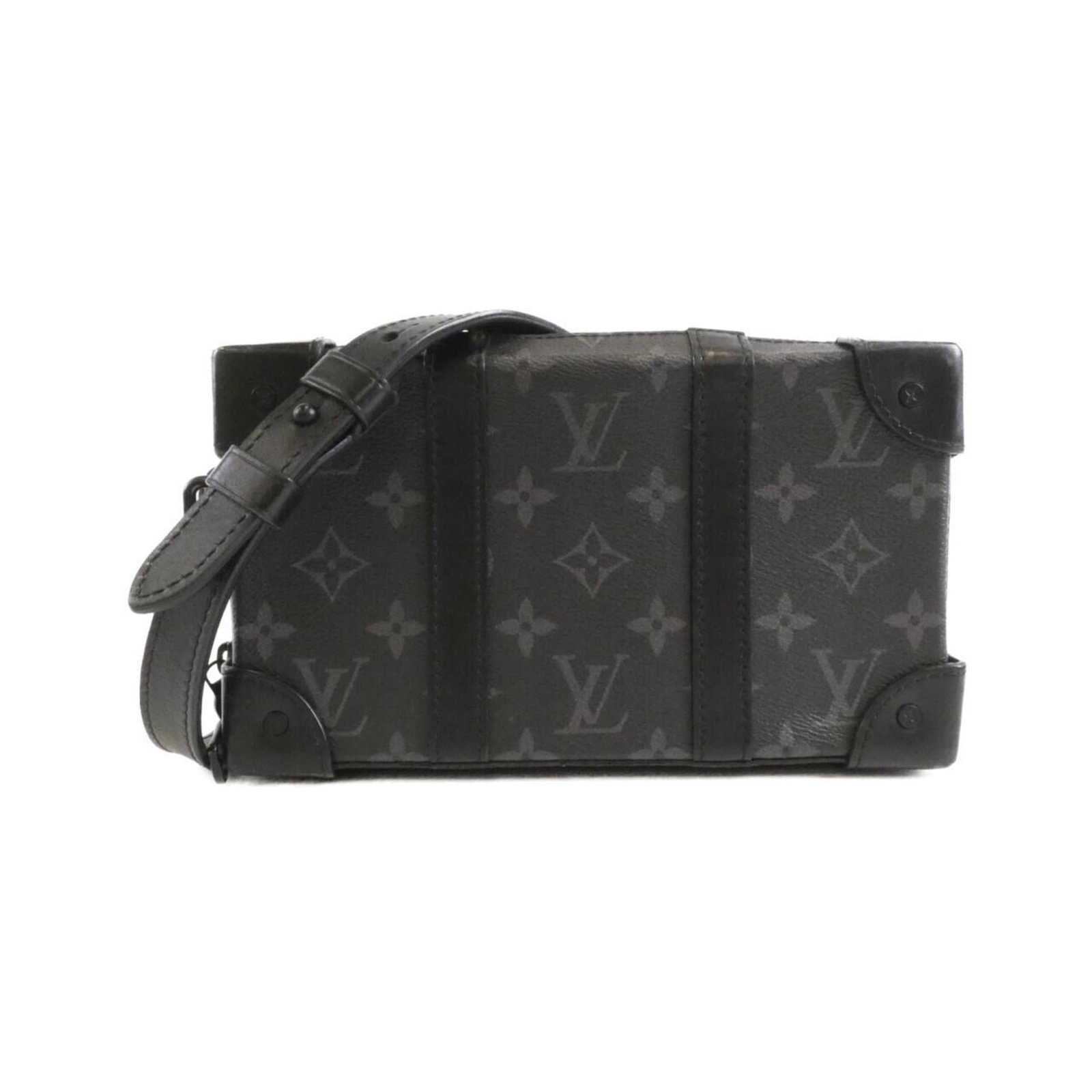 Shoulder bag coated canvas by Louis Vuitton: Shoulder bag coated canvas by Louis Vuitton Coated canvas by Louis Vuitton, featuring a sleek black design. This shoulder bag measures 14cm x 22cm x 5cm and boasts a classic style with its coated canv