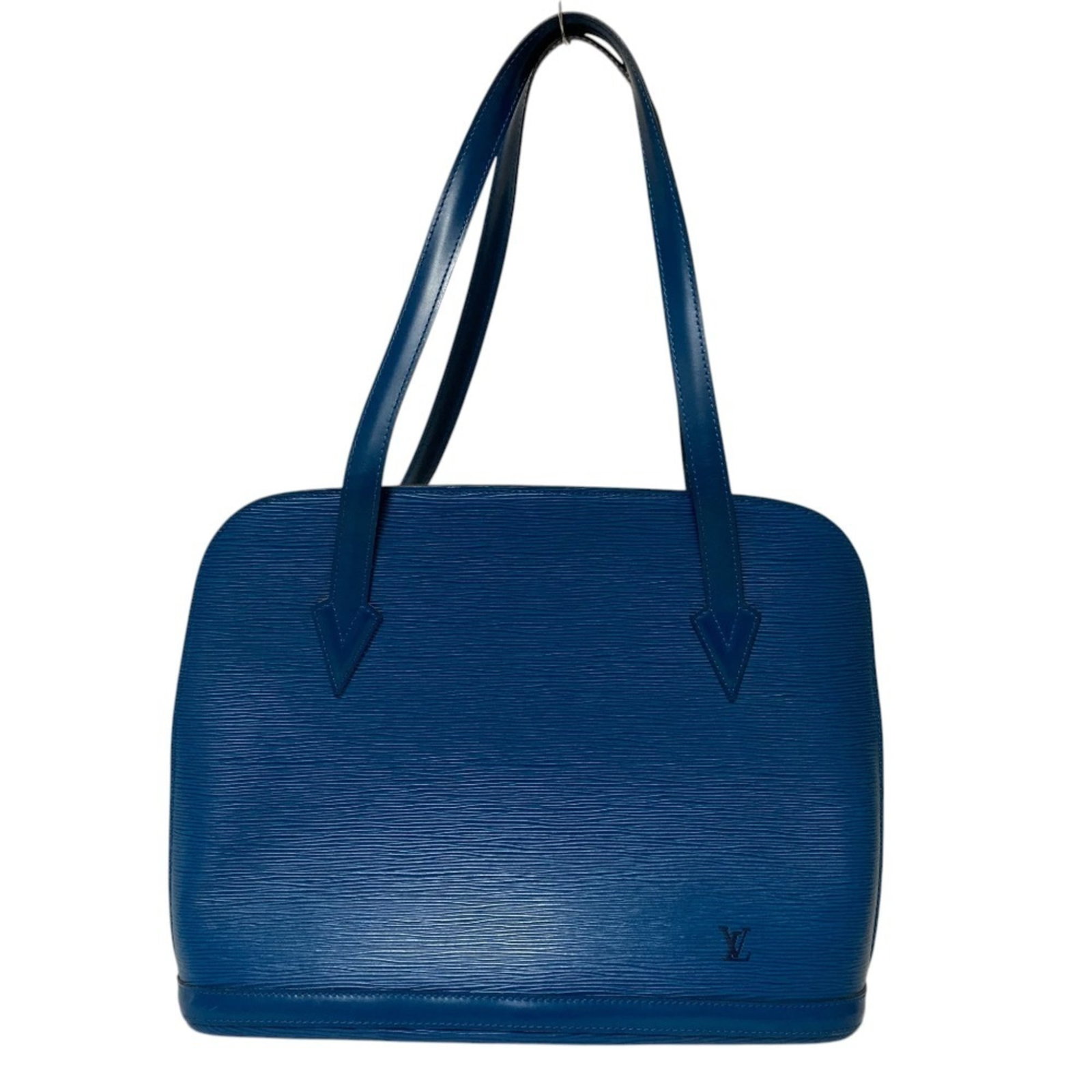 Epi Leather Louis Vuitton Tote: Epi Leather Louis Vuitton Tote Toledo blue Epi leather tote bag with 65cm handle, measuring 30cm x 40cm x 9cm. This Louis Vuitton Epi tote features the iconic brand's signature style and craftsmanship