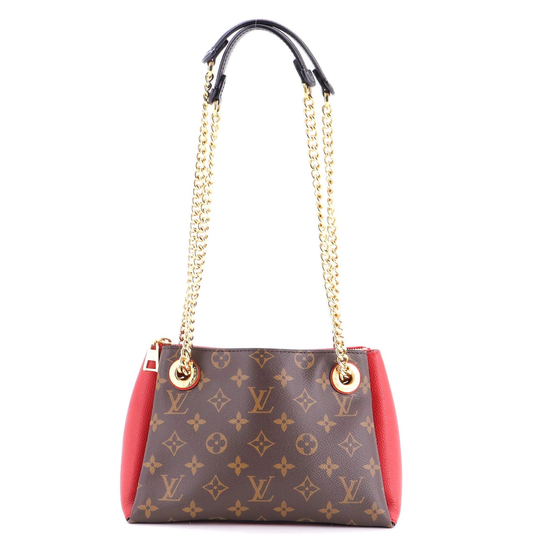 Handbag Monogram Canvas Leather Louis Vuitton Surene BB: Handbag Monogram Canvas Leather Louis Vuitton Surene BB Red Louis Vuitton Surene BB Handbag with Leather and Canvas Coated Exterior, featuring the iconic monogram pattern. This shoulder bag boasts a c