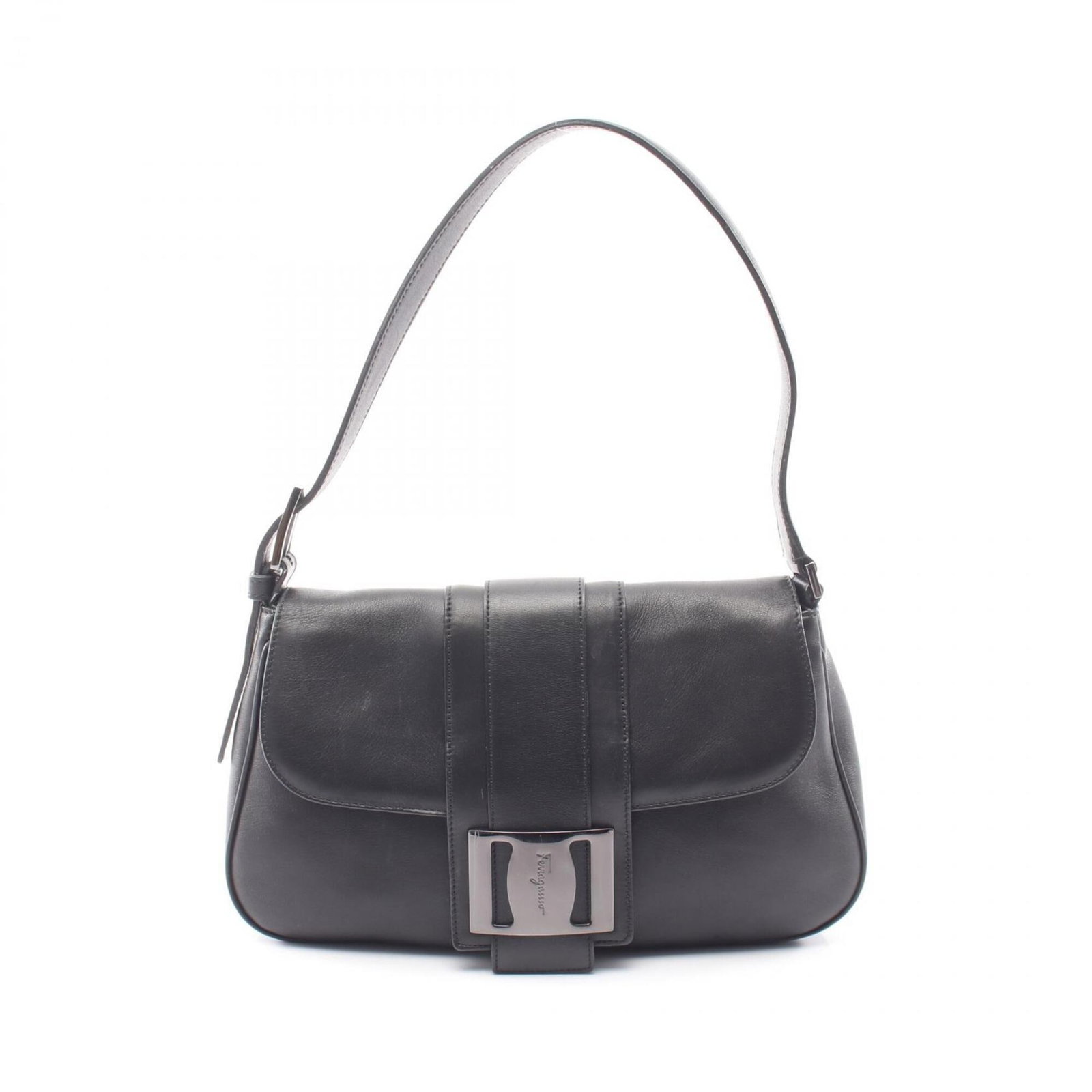 Handbag Salvatore Ferragamo Leather Shoulder: Handbag Salvatore Ferragamo Leather Shoulder This black leather shoulder bag from Salvatore Ferragamo features a sleek design with a size of 17cm x 27cm x 6cm, making it a stylish and practical access
