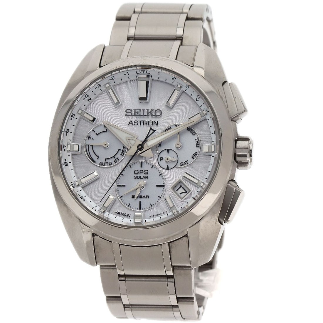 Seiko Astron Gpssolar Powered Watches Sbxc063 5X53-0Av0 Titanium/ Titanium: Seiko Astron Gpssolar Powered Watches Sbxc063 5X53-0Av0 Titanium/ Titanium Titanium case with silver bezel and dial, featuring Seiko's GPSSolar Powered technology for solar-powered timekeeping. This 4
