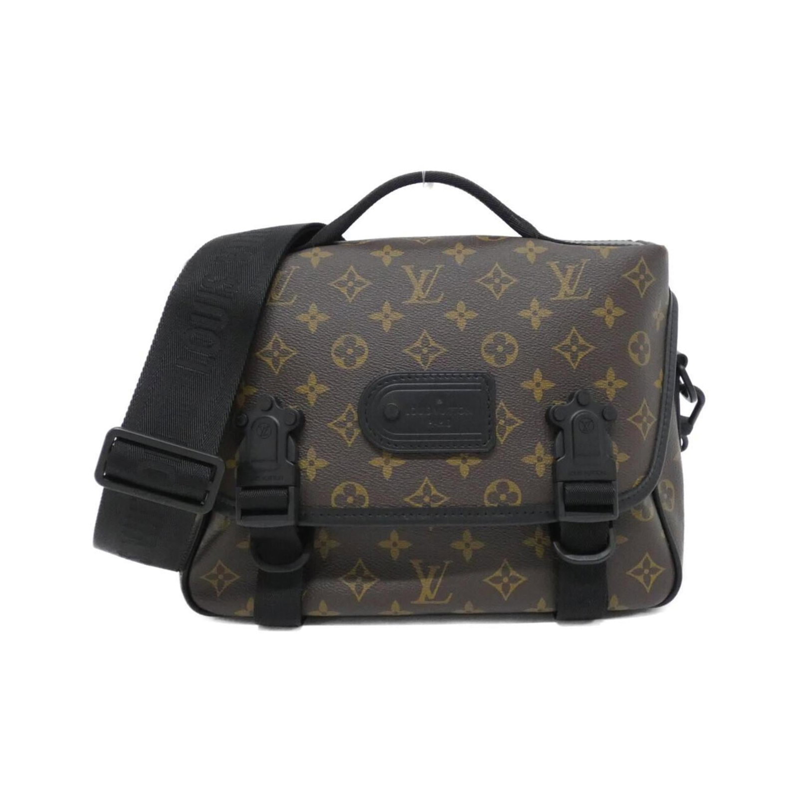Shoulder bag coated canvas by Louis Vuitton: Shoulder bag coated canvas by Louis Vuitton Coated canvas by Louis Vuitton, featuring the iconic Monogram Macassar pattern in Marron. This shoulder bag boasts a sturdy gold hardware and durable constr