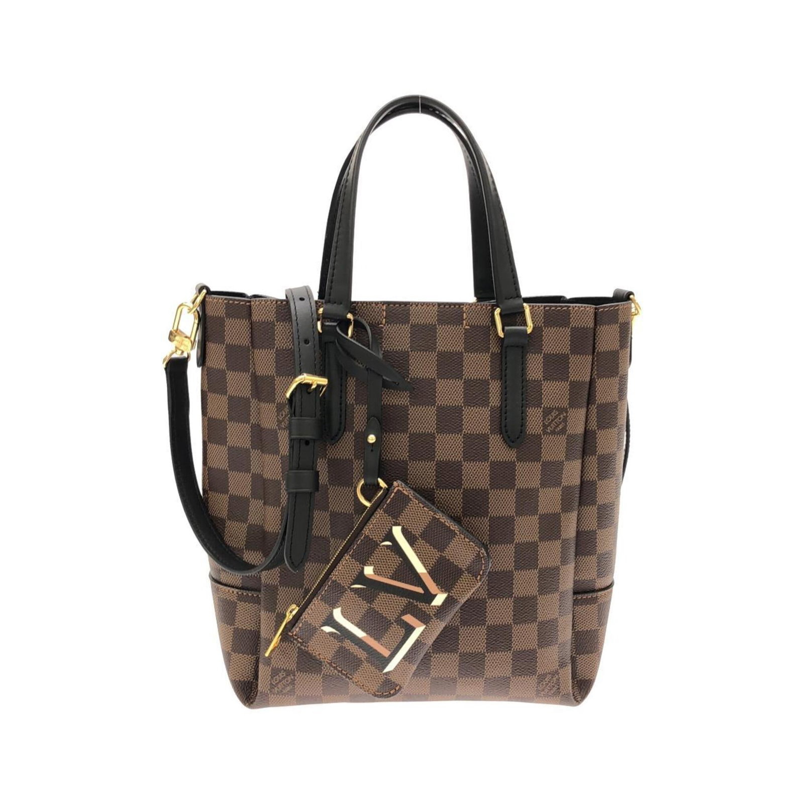 Canvas Coated Louis Vuitton Handbag: Canvas Coated Louis Vuitton Handbag Canvas Coated Louis Vuitton Handbag - A classic design with a durable coated canvas exterior, featuring the iconic Damier pattern and Ebene color. Measuring 26cm x