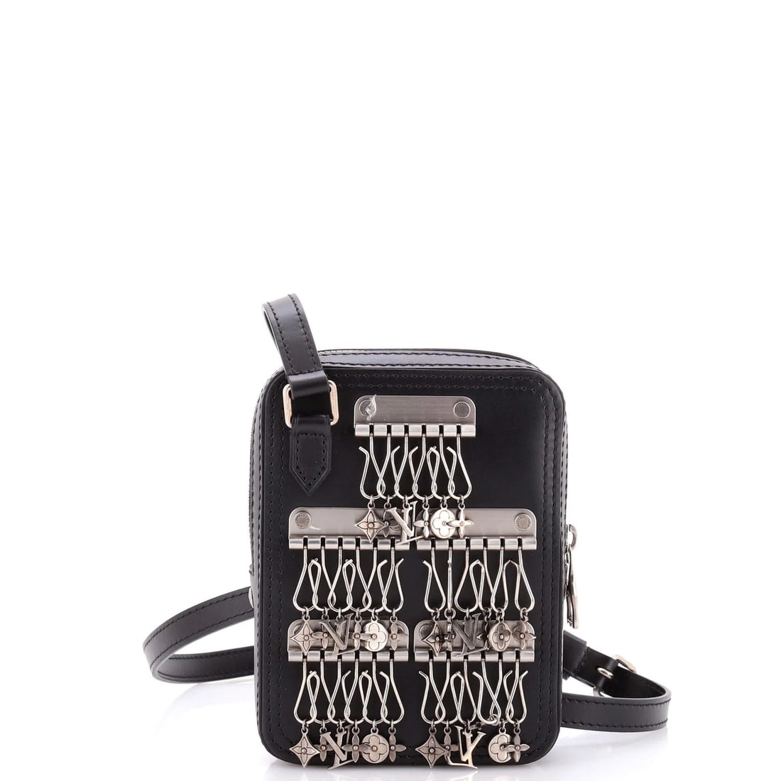 Vuitton Danube Messenger Bag Leather Charm Limited Edition Ppm: Vuitton Danube Messenger Bag Leather Charm Limited Edition Ppm Black Louis Vuitton Danube Messenger Bag Leather Charm Limited Edition PPM, featuring exterior leather and interior fabric in black,