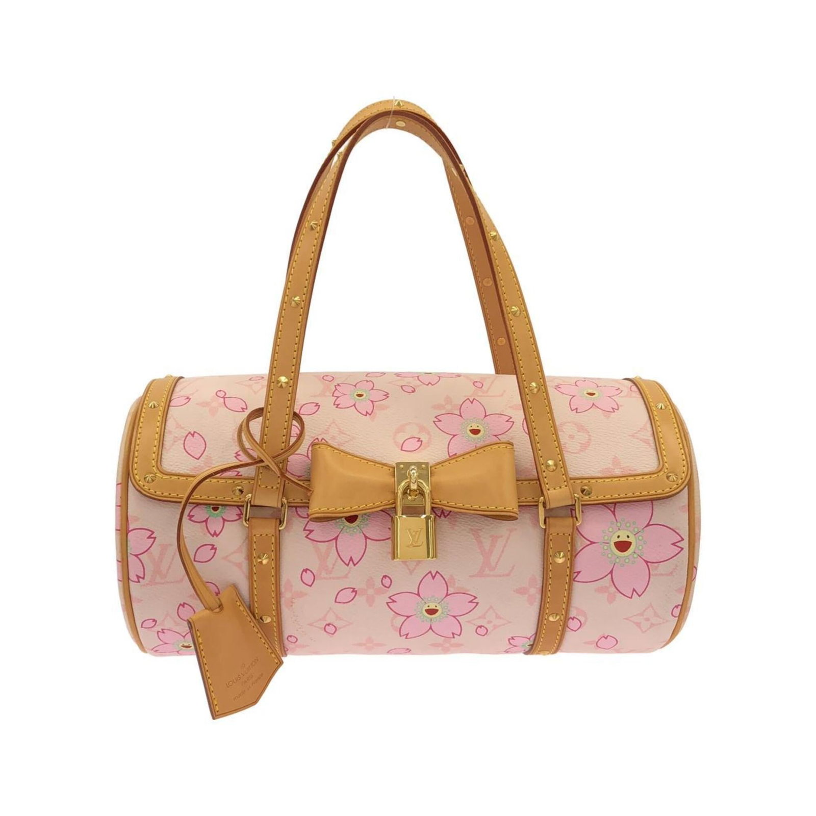 Canvas Coated Louis Vuitton Handbag: Canvas Coated Louis Vuitton Handbag Canvas Coated Louis Vuitton Handbag features the iconic Monogram Cherry Blossom design, presented in rose-colored coated canvas with gold hardware. This stylish
