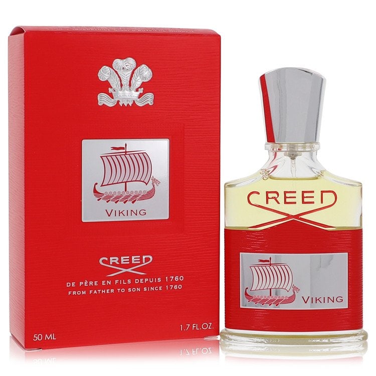 Viking by Creed Eau De Parfum Spray 1.7 oz: Viking by Creed Eau De Parfum Spray 1.7 oz Viking by Creed Eau De Parfum Spray offers a unique blend of pink pepper, black currant, and bergamot top notes. This men's cologne was released in 2016 and 