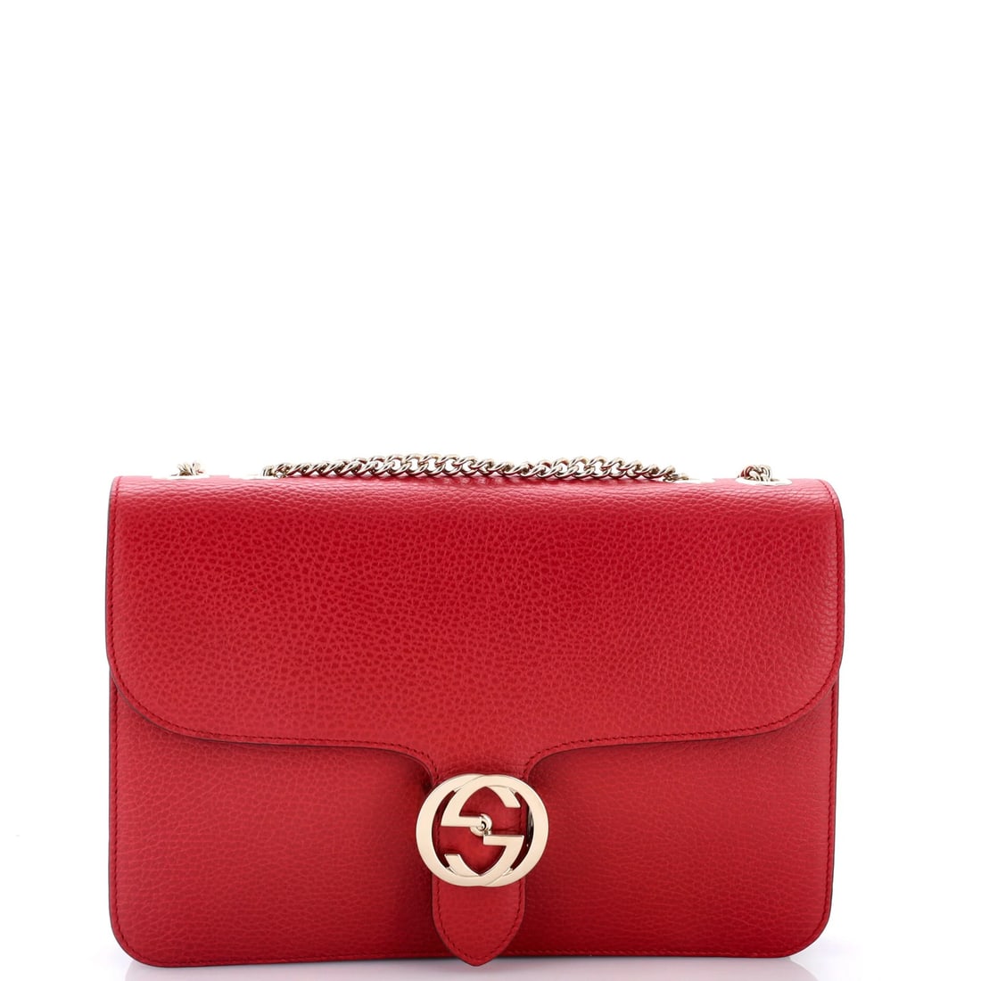 Medium leather shoulder bag Gucci interlocking: Medium leather shoulder bag Gucci interlocking Red Gucci Interlocking Medium Leather Shoulder Bag. This medium-sized shoulder bag features the iconic interlocking GG logo and is crafted from