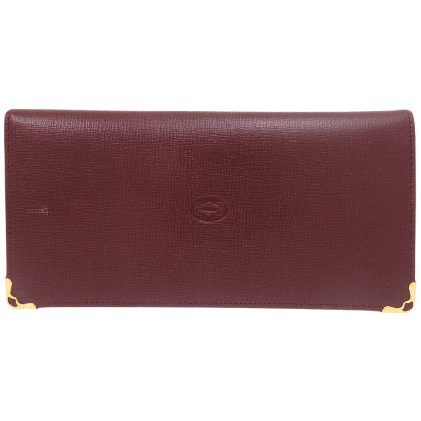 Long Wallet Cartier Bi Fold Leather: Long Wallet Cartier Bi Fold Leather Cartier's iconic bi-fold leather wallet boasts classic elegance with its Bordeaux color and timeless design, measuring 9cm x 18cm x 1.5cm in size. Made from high-qu