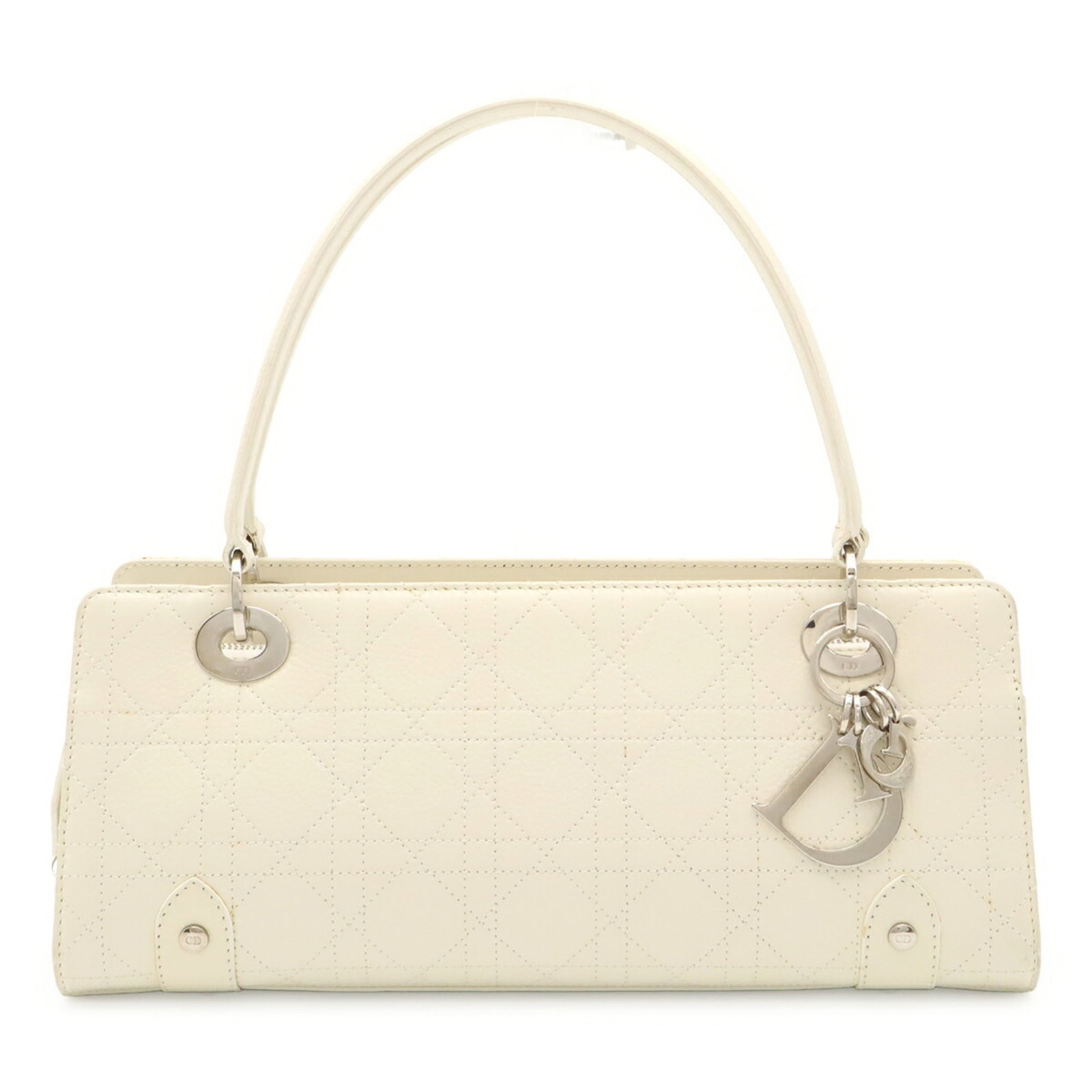 Handbag Shoulder Christian Dior Leather: Handbag Shoulder Christian Dior Leather This luxurious ivory leather shoulder bag from Christian Dior features a classic design with clean lines and a timeless aesthetic. Measuring 14cm x 32cm x