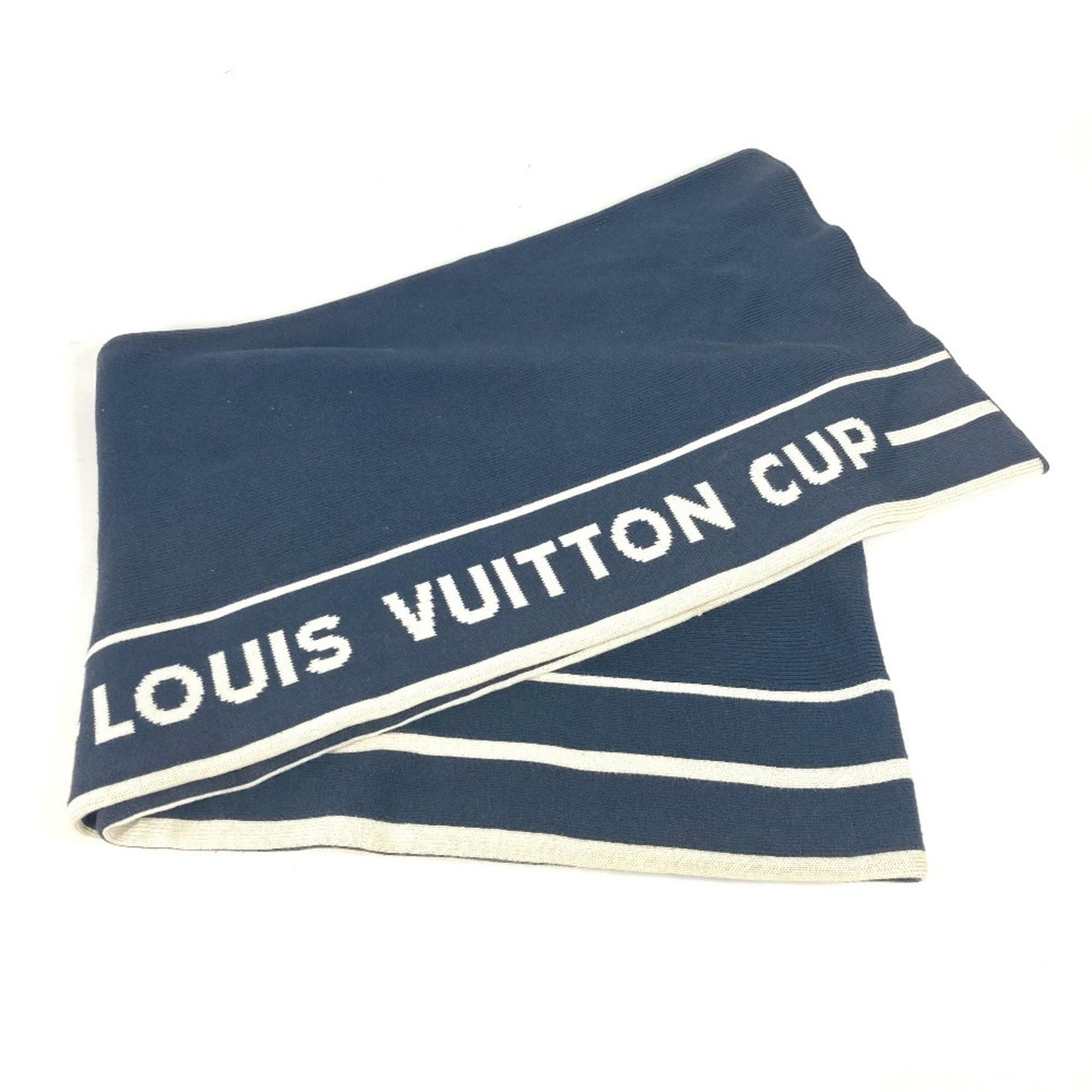 Louis Vuitton cashmere cotton stole: Louis Vuitton cashmere cotton stole Navy and white striped cashmere cotton stole from Louis Vuitton, measuring 1.84m x 29.5cm in size. This stole features a classic design with a subtle blend of