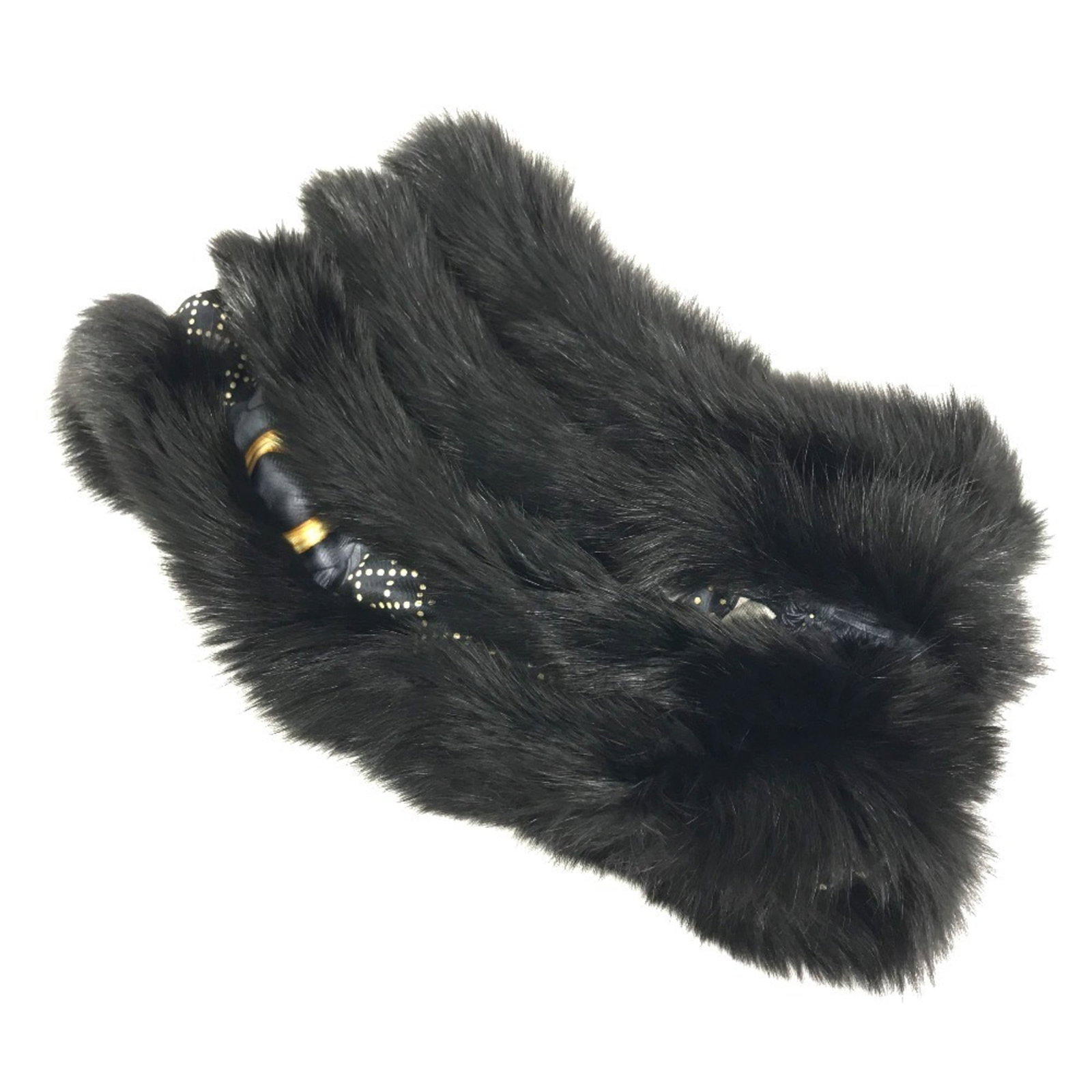 Fur Silk Scarf Gucci Infinity: Fur Silk Scarf Gucci Infinity Gucci Infinity scarf features a luxurious blend of fur and silk, presented in sleek black and blue hues. The Italian-made piece boasts a striking infinity design,