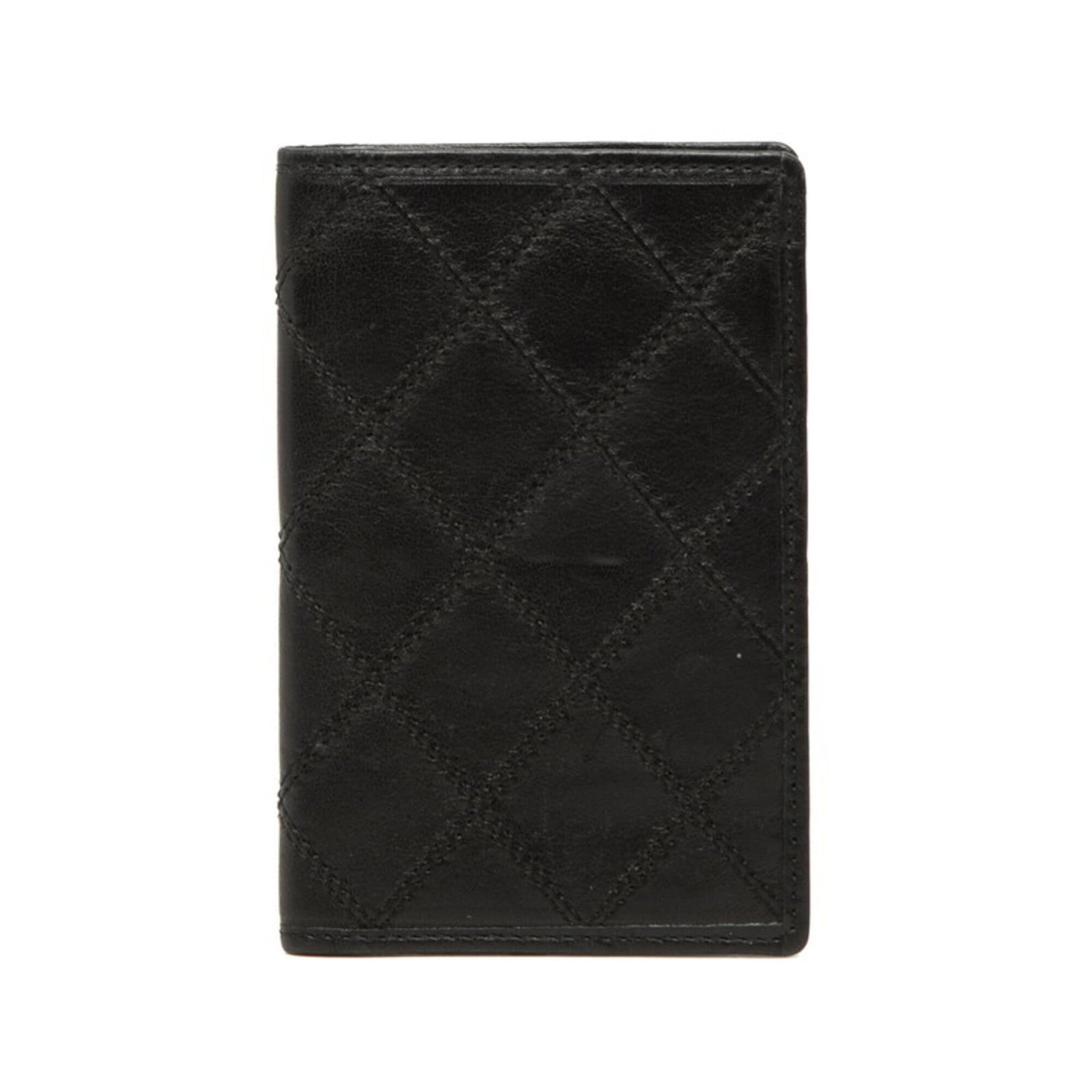 Card Case Leather by Chanel: Card Case Leather by Chanel Card case Leather by Chanel, made from high-quality black leather, features a sleek and compact design with precise measurements. The small size allows for easy carrying of
