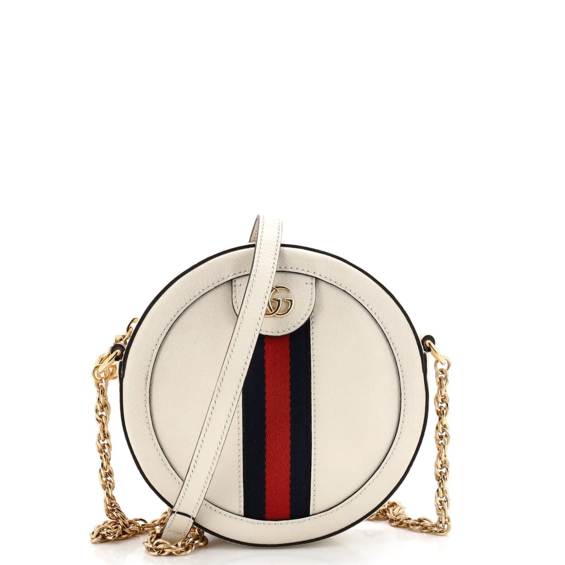Round leather bag Gucci mini shoulder Ophidia: Round leather bag Gucci mini shoulder Ophidia Gucci's Ophidia mini shoulder bag boasts a sleek round design, perfect for adding a touch of sophistication to your daily essentials. Made from high-quali