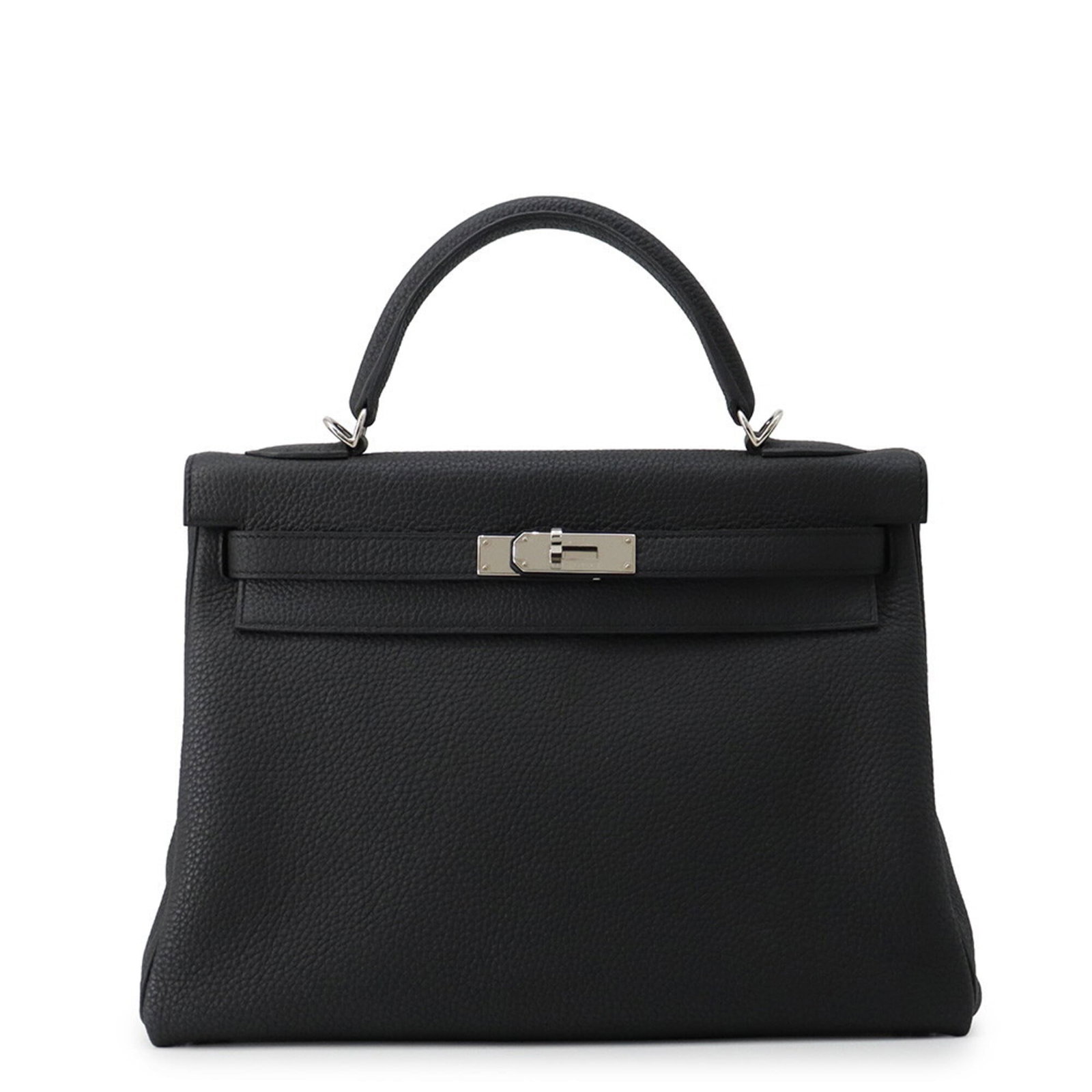 Togo Leather Handbag Hermes: Togo Leather Handbag Hermes Togo leather handbags from the iconic Hermes Kelly line are renowned for their timeless elegance. This black Togo leather Kelly features silver hardware and a classic flap