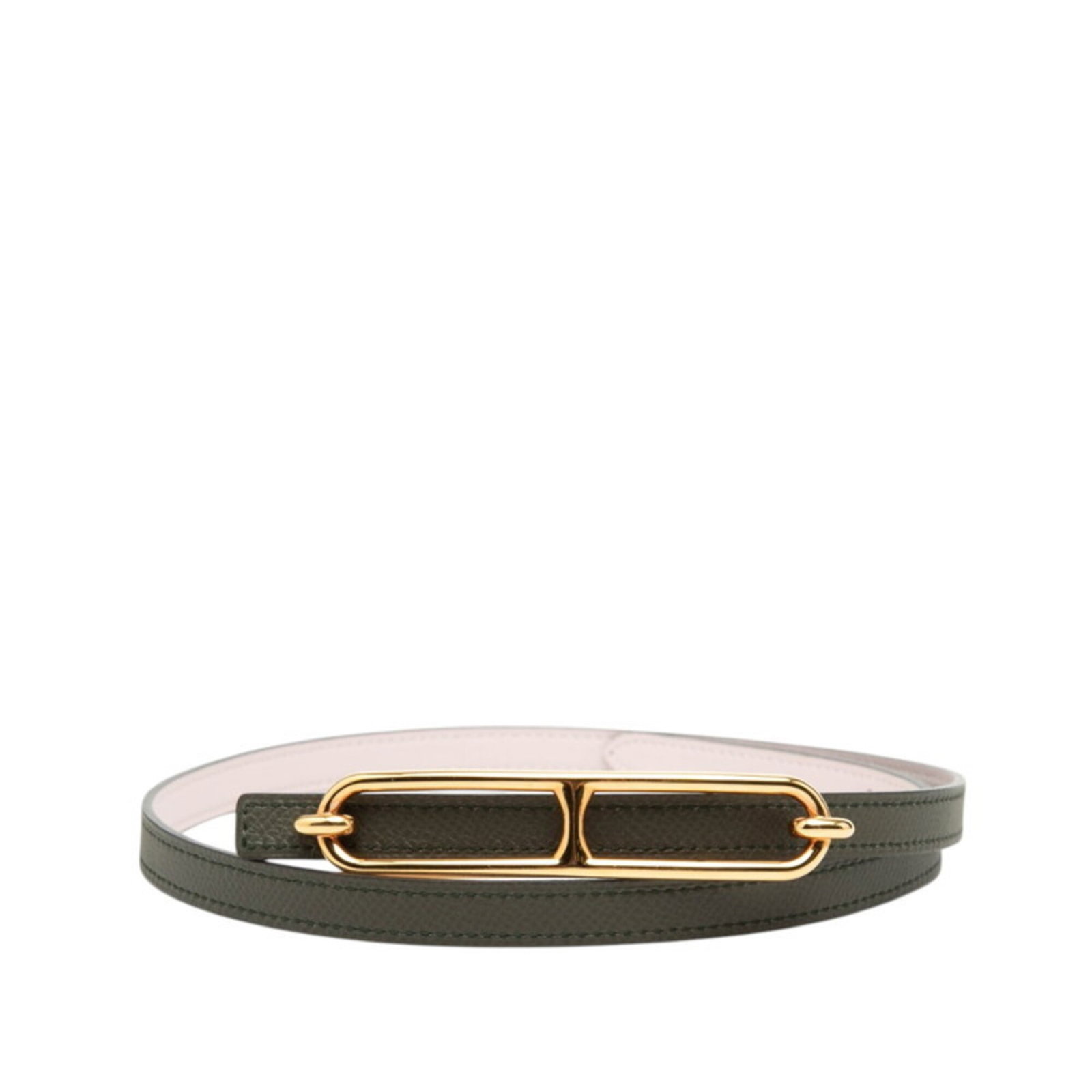 Hermes belt standard: Hermes belt standard Dark green and pink hues come together in a unique, eye-catching design on this standard Hermes belt. The high-quality leather strap measures between 70.5cm to 76.5cm in length, o