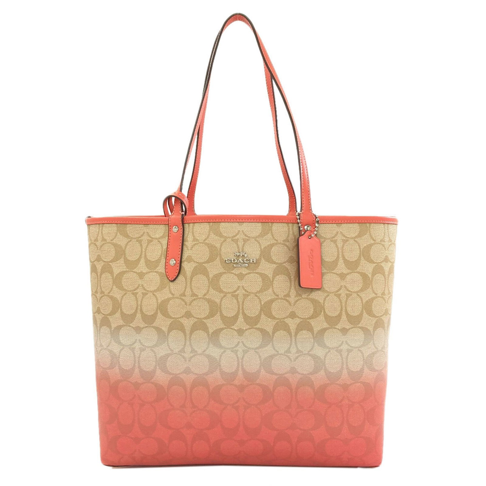 Coach Pouch Tote Bag Pvc: Coach Pouch Tote Bag Pvc PVC material provides durability and water resistance, making this Coach Pouch Tote Bag perfect for daily use. The beige and pink color combination adds a touch of elegance