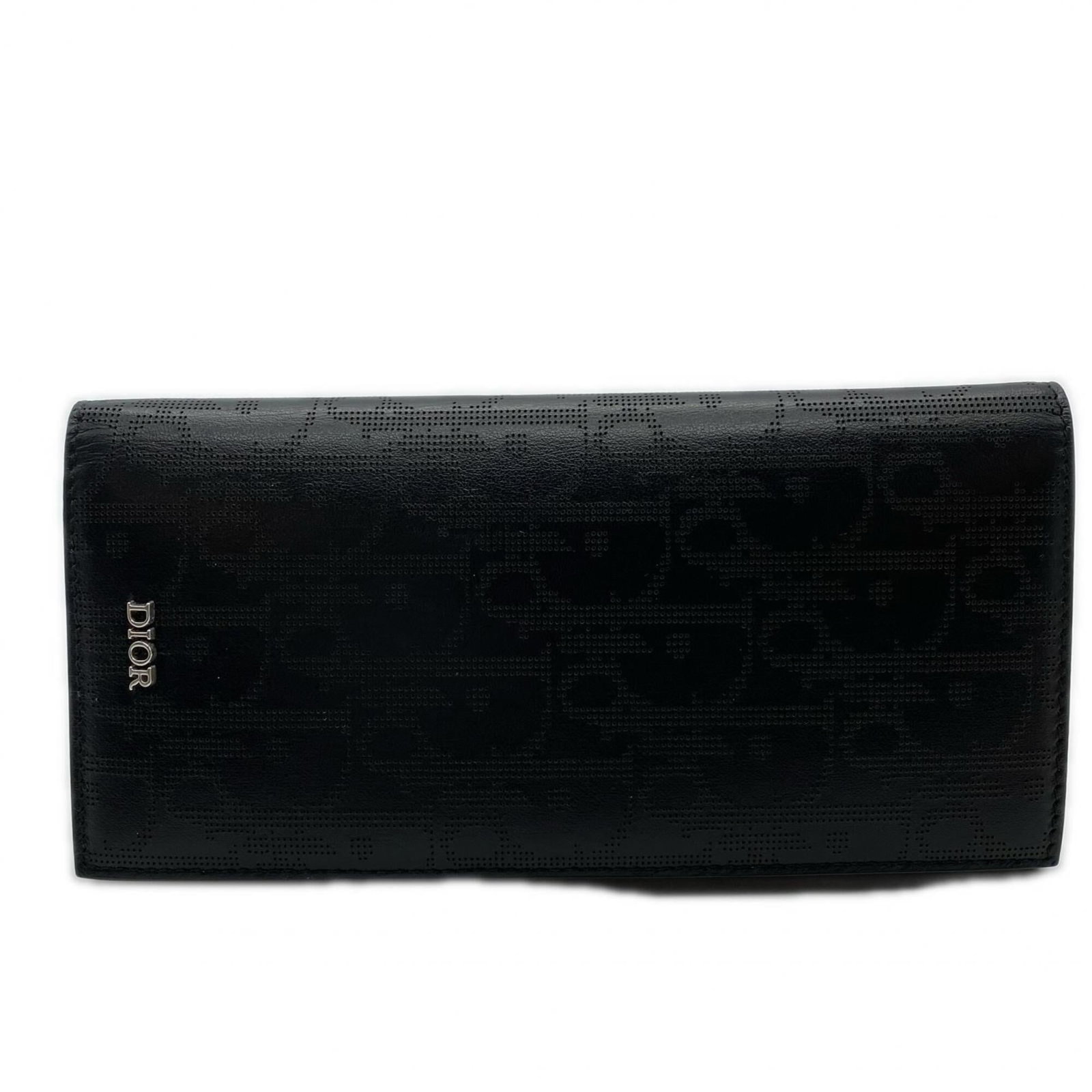 Long Wallet Leather Bi Fold Christian Dior: Long Wallet Leather Bi Fold Christian Dior Smooth calf leather construction, black in color. This long wallet features a bi-fold design and includes a keyring for added convenience. Open closure allow