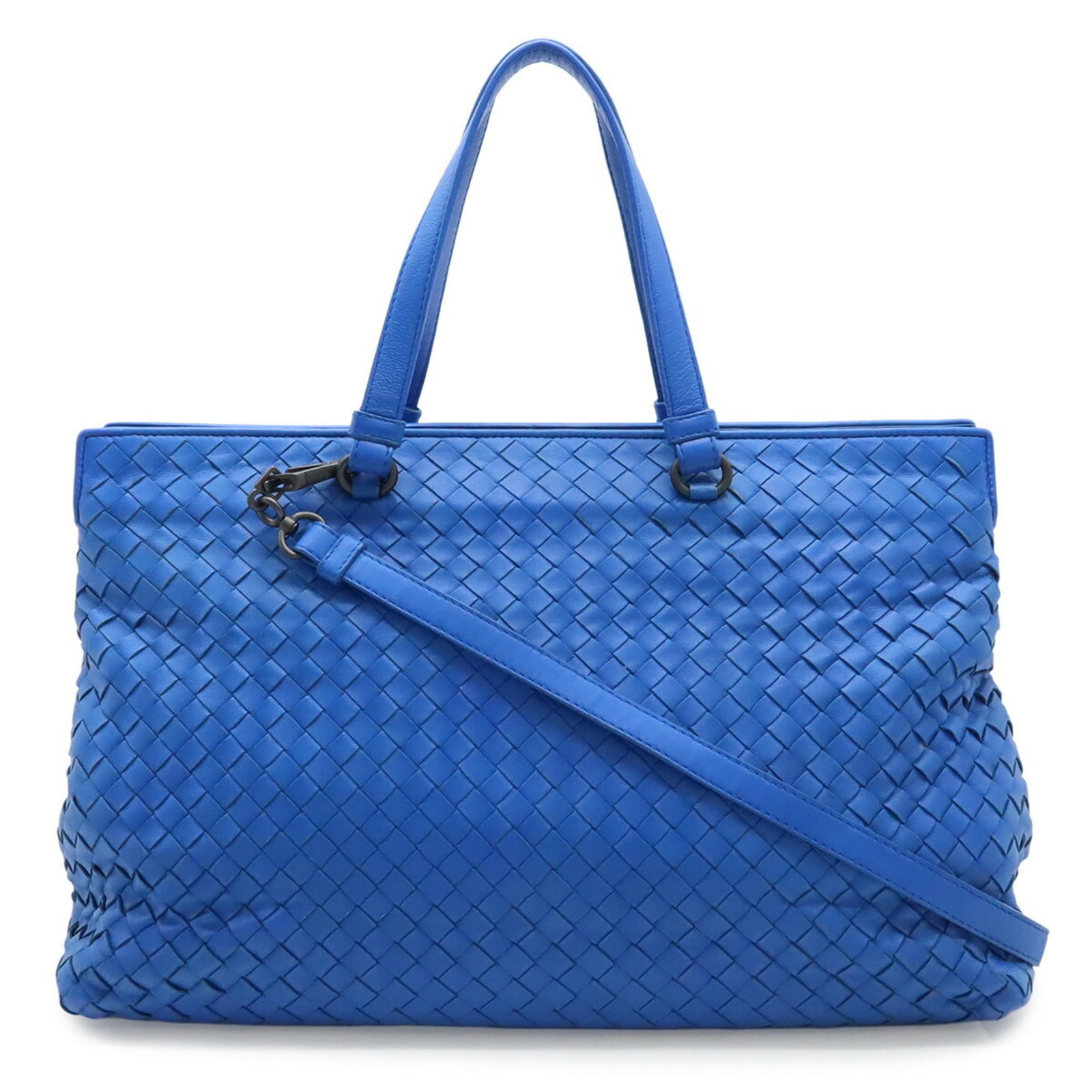 Veneta Bottega Leather Tote Bag: Veneta Bottega Leather Tote Bag The Veneta Bottega Leather Tote Bag boasts sleek, blue leather with a classic shoulder bag design. Measuring 24cm x 36cm x 16cm, it offers ample space for daily