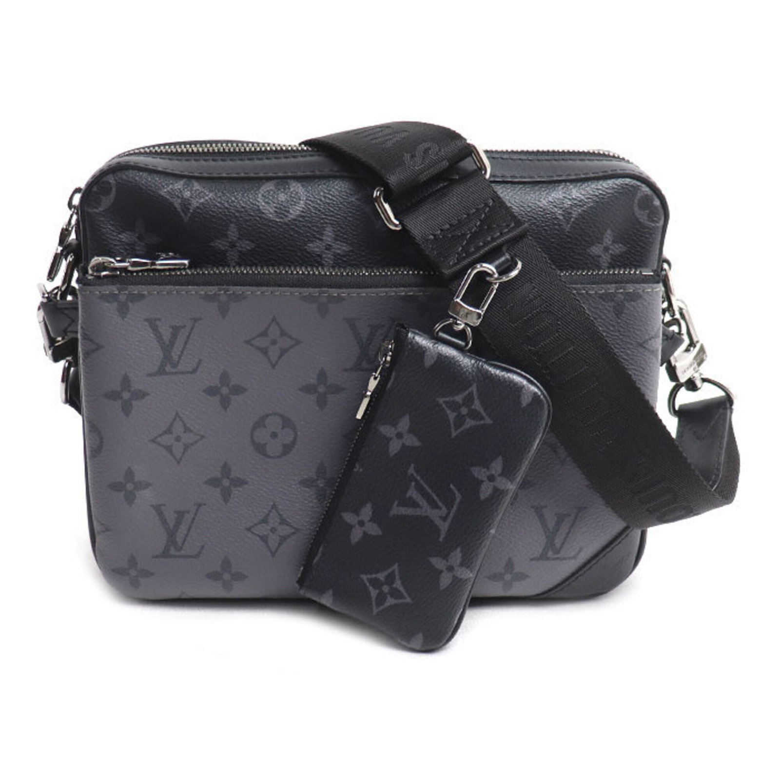 Shoulder bag Monogram Eclipse by Louis Vuitton: Shoulder bag Monogram Eclipse by Louis Vuitton Monogram Eclipse by Louis Vuitton, a sleek and sophisticated shoulder bag in gray, features the iconic Monogram Eclipse pattern. Made with high-quality