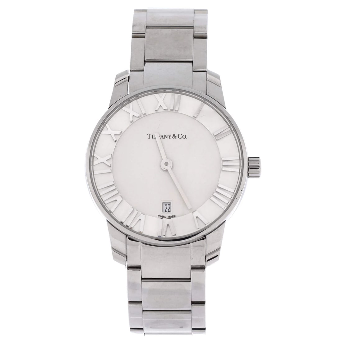 Stainless Steel Quartz Watch 2 Hand Atlas By Tiffany Co.: Stainless Steel Quartz Watch 2 Hand Atlas By Tiffany Co. Stainless Steel Quartz Watch Atlas by Tiffany Co. features a sleek 29mm stainless steel case and silver band, making for a stylish accessory
