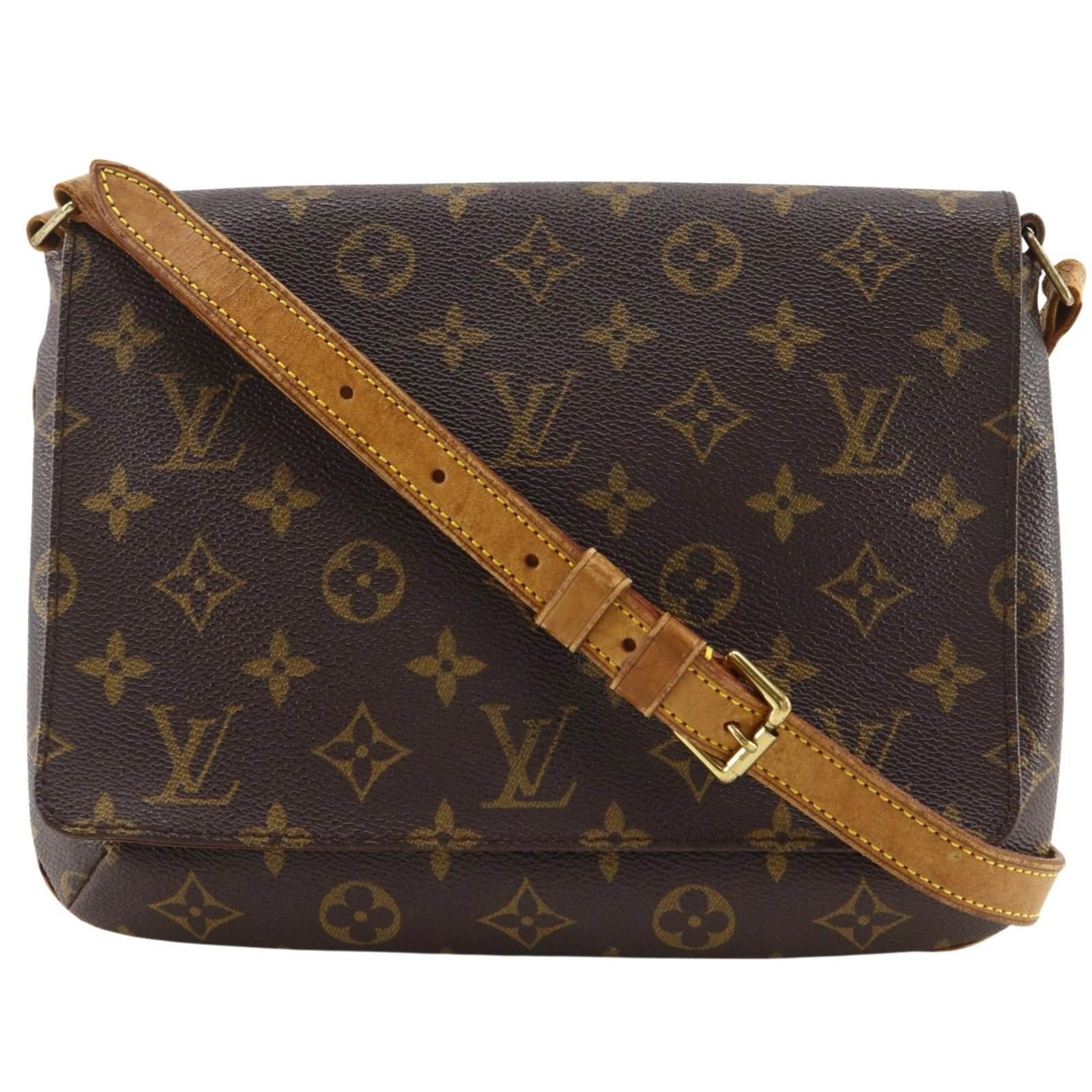Shoulder Bag Monogram By Louis Vuitton: Shoulder Bag Monogram By Louis Vuitton Monogrammed with iconic Louis Vuitton style, this shoulder bag boasts the signature monogram pattern in rich brown hues. Measuring 20cm x 26cm x 5cm, it offers