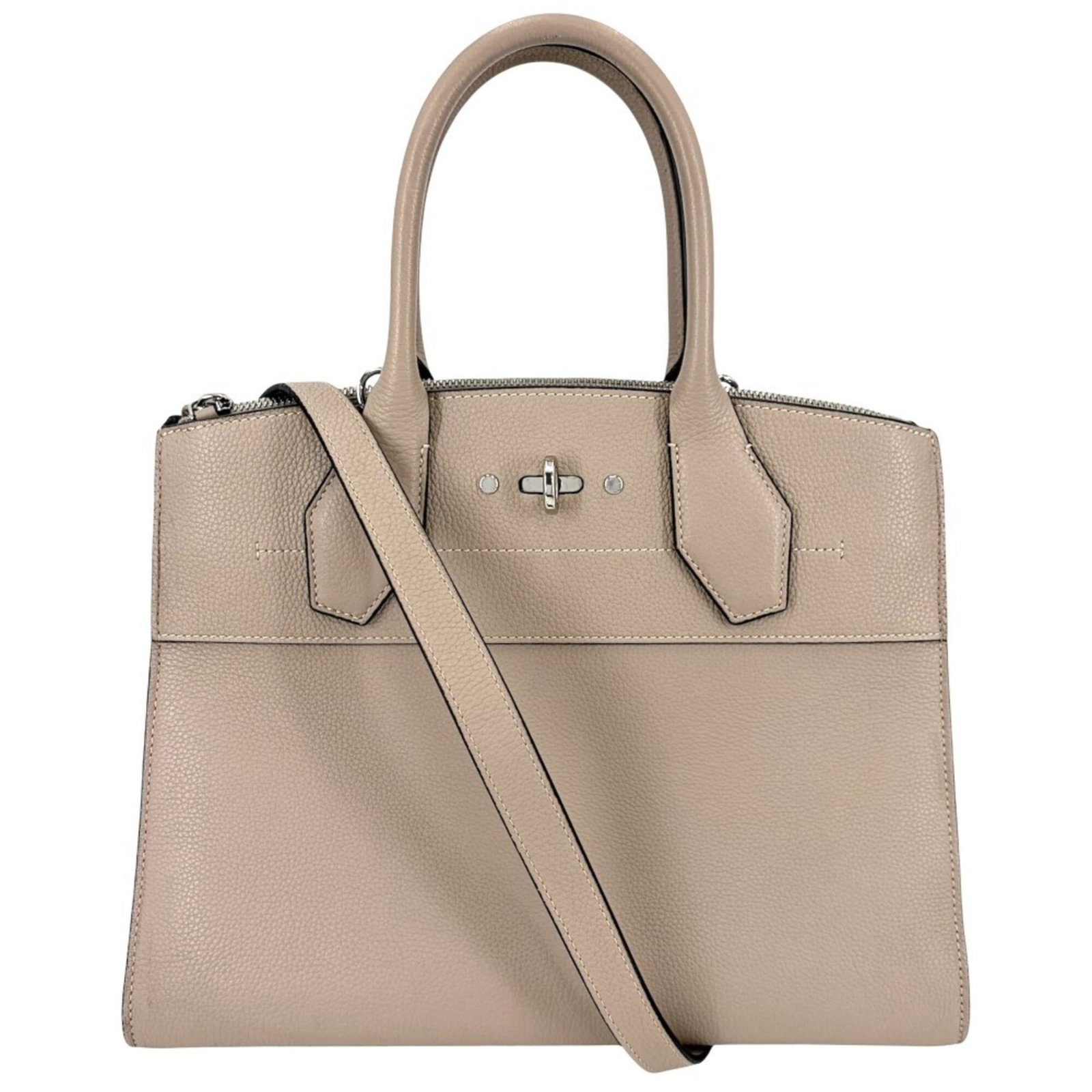 Louis Vuitton Handbag Shoulder Bag Leather: Louis Vuitton Handbag Shoulder Bag Leather The Louis Vuitton Handbag Shoulder Bag Leather features a classic design with a beige leather exterior and signature monogram pattern. Measuring 24cm x 31cm 