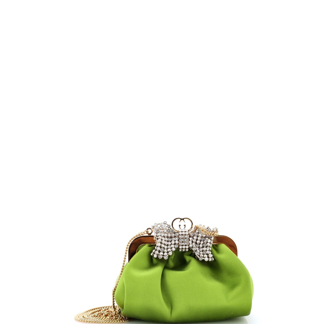 Crystal bow chain clutch satin (1 of 5)