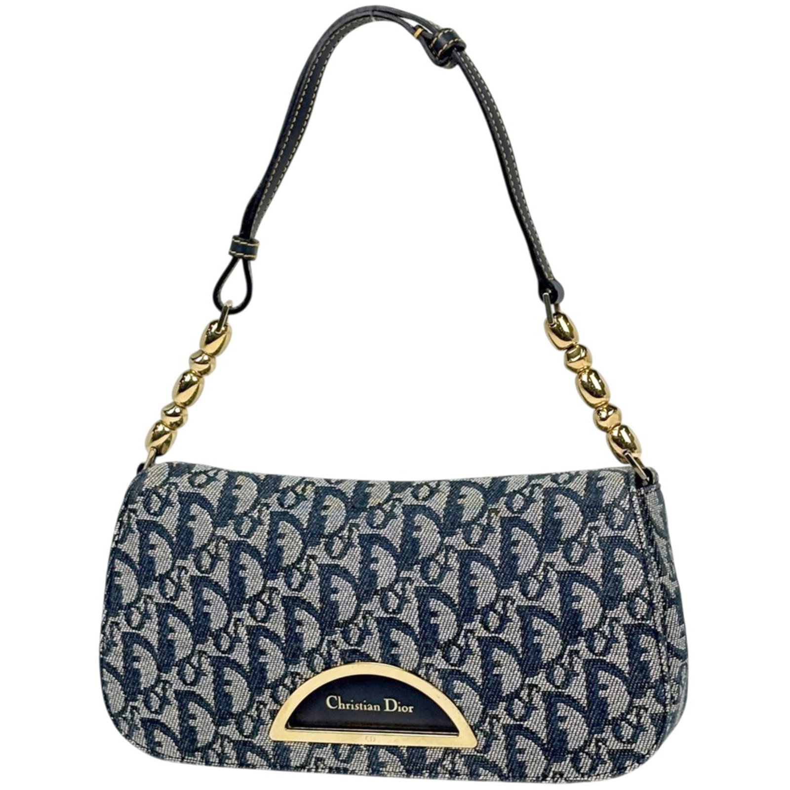 Shoulder bag from Christian Dior: Shoulder bag from Christian Dior Navy Christian Dior shoulder bag with Trotter material, measuring 13cm x 25.5cm x 4.5cm. This stylish bag features a classic design and a compact size perfect for