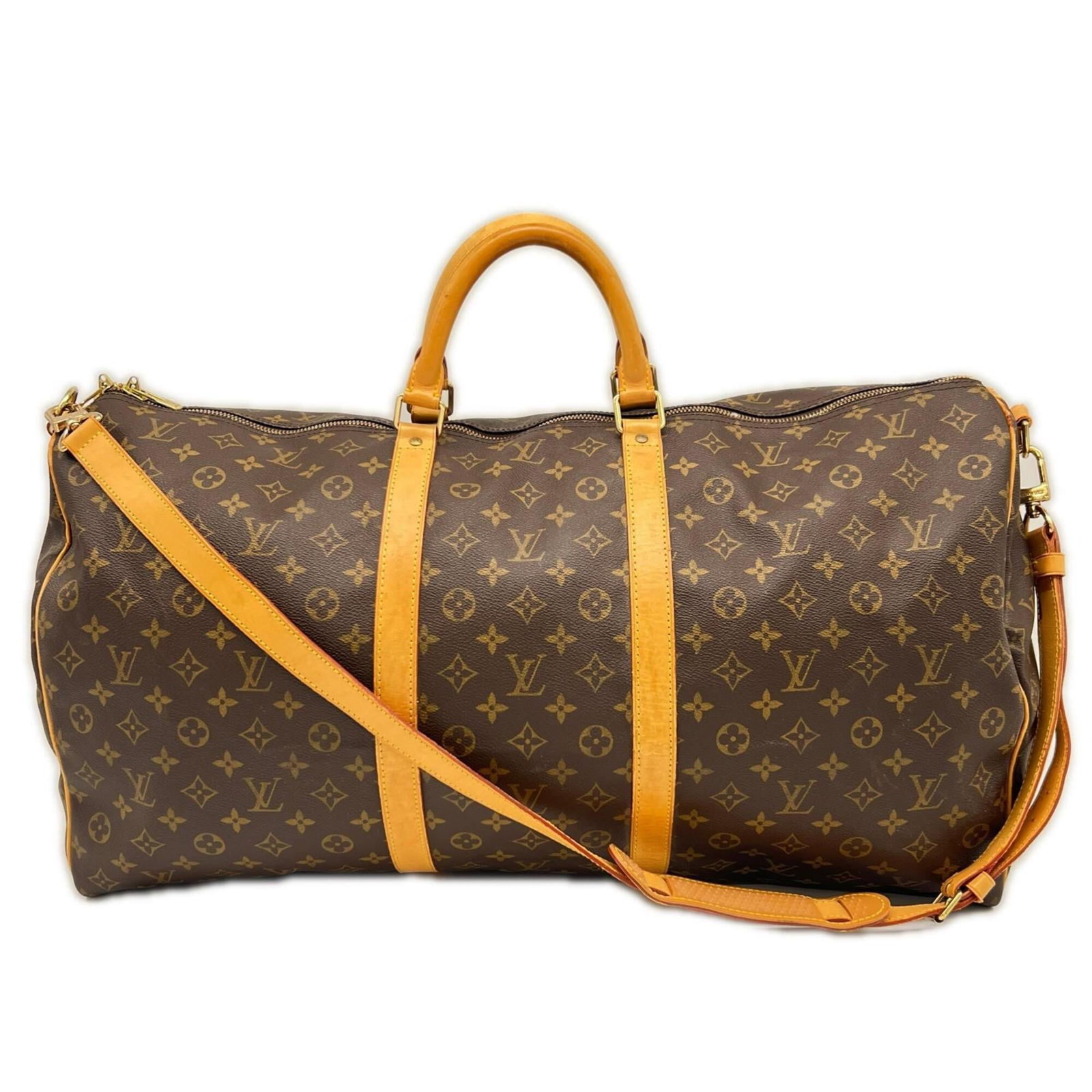 Boston Bag Coated Leather Canvas Louis Vuitton: Boston Bag Coated Leather Canvas Louis Vuitton Boston Bag Coated Leather Canvas Louis Vuitton - A stylish and spacious bag with a classic design. This beige, brown Boston bag features coated canvas
