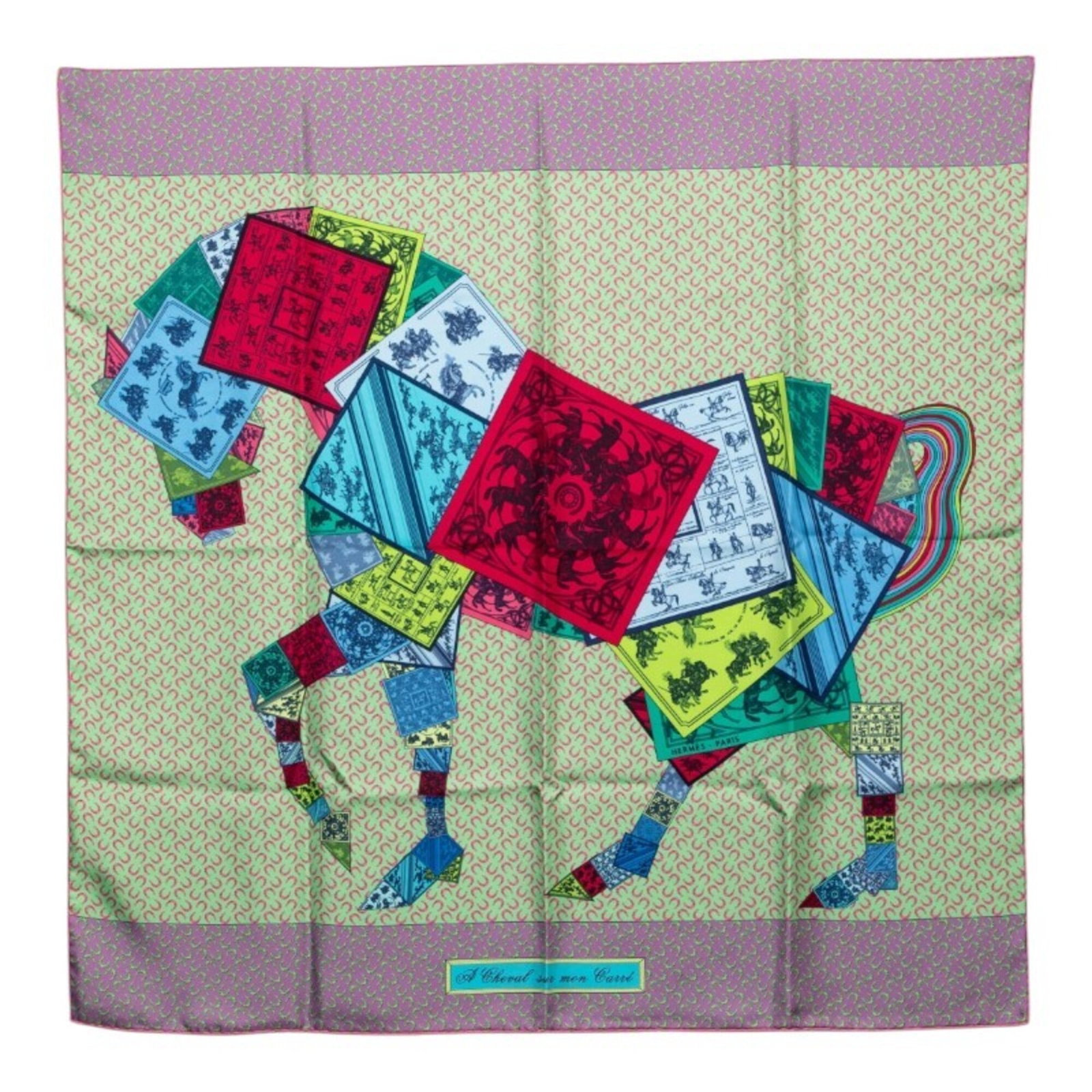Hermes Silk Scarf: Hermes Silk Scarf Silk scarf with multi-color design, measuring 88cm x 89cm. Made from high-quality silk material, this scarf features a unique and vibrant color palette. A signature bears the brand n