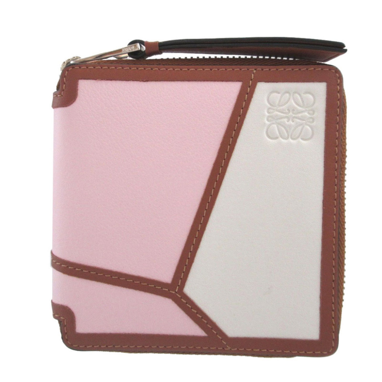 Loewe Wallet (Tri-Fold) Leather: Loewe Wallet (Tri-Fold) Leather Tri-fold leather wallet from renowned Spanish brand Loewe, featuring classic tri-fold design and premium brown leather construction. The compact size and elegant style