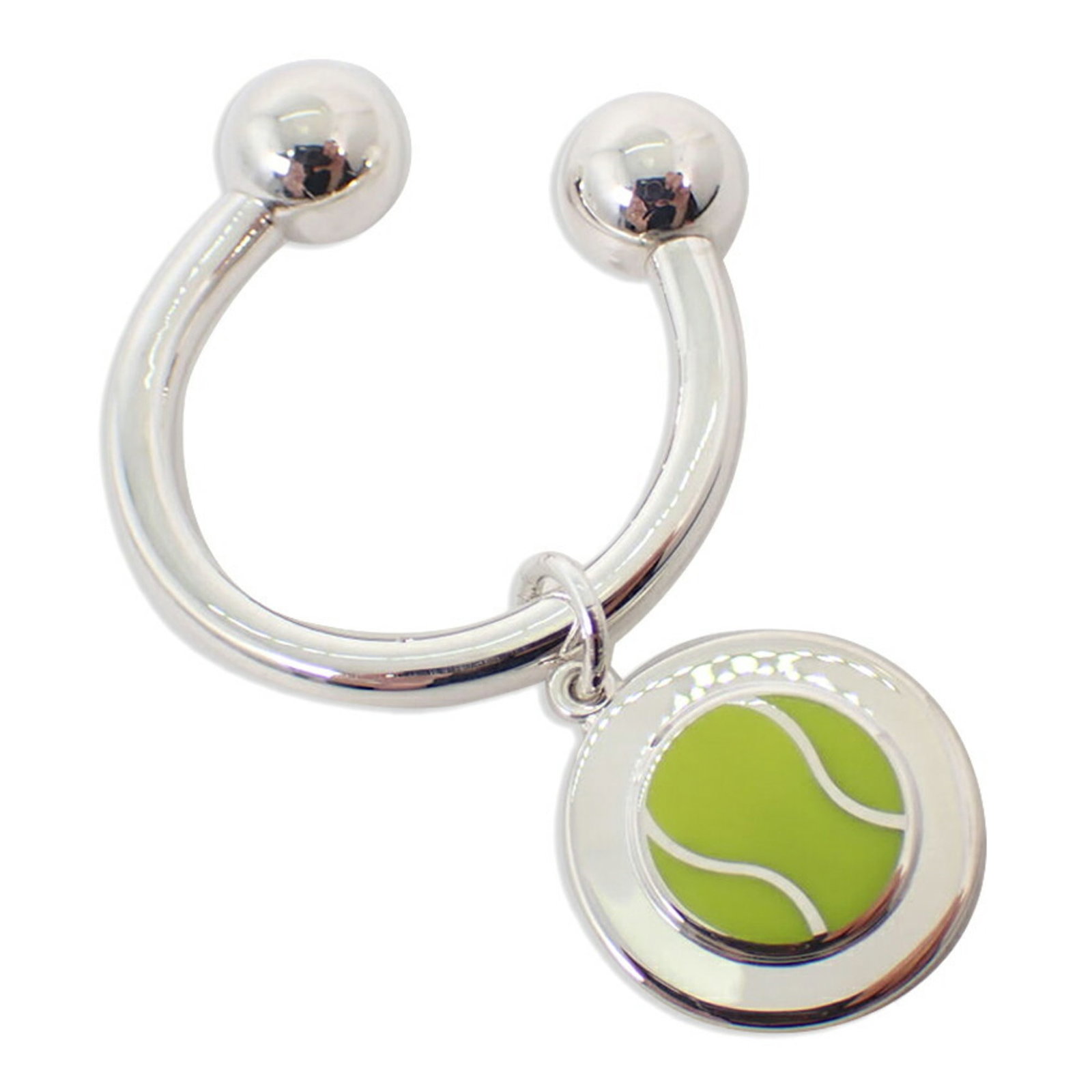 Sterling Silver Tiffany Keyring Enamel: Sterling Silver Tiffany Keyring Enamel Sterling silver and enamel come together in this elegant keyring, bearing the iconic Tiffany mark. Made from high-quality materials, it showcases a classic desig
